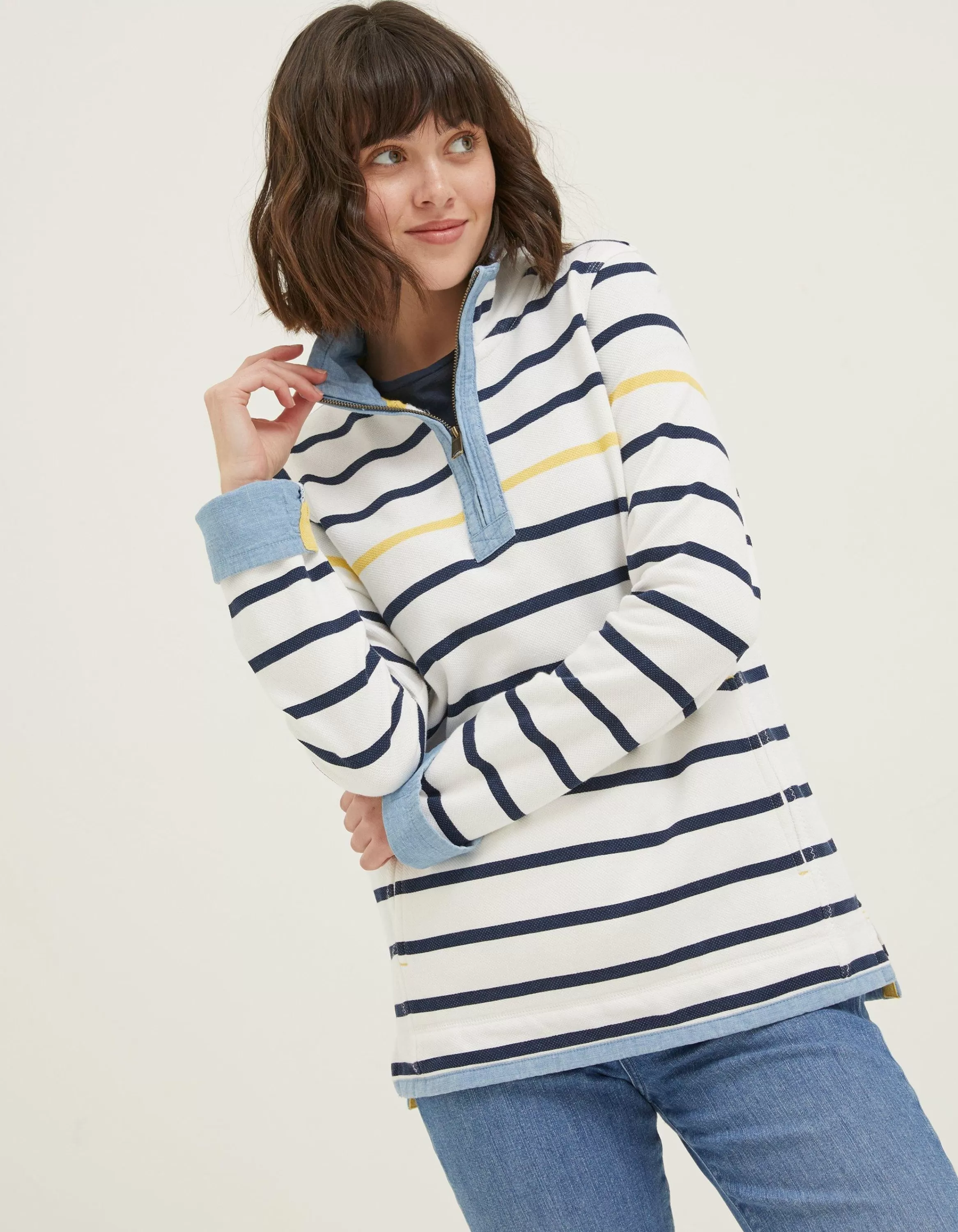 Flash Sale FatFace Airlie Stripe Sweat Ivory