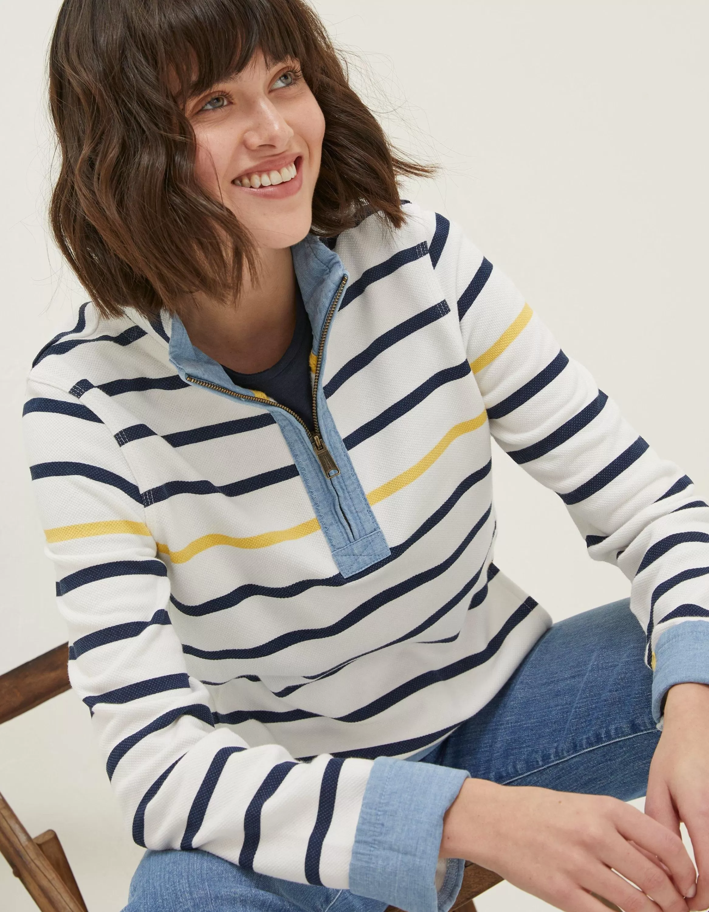 Flash Sale FatFace Airlie Stripe Sweat Ivory