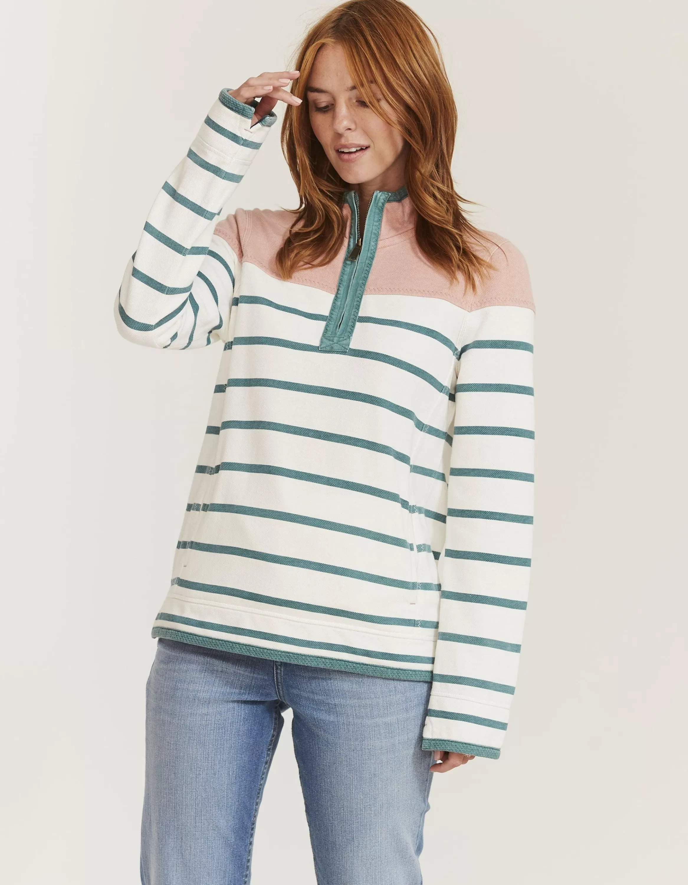 Sale FatFace Airlie Stripe Yolk Soft Aqua