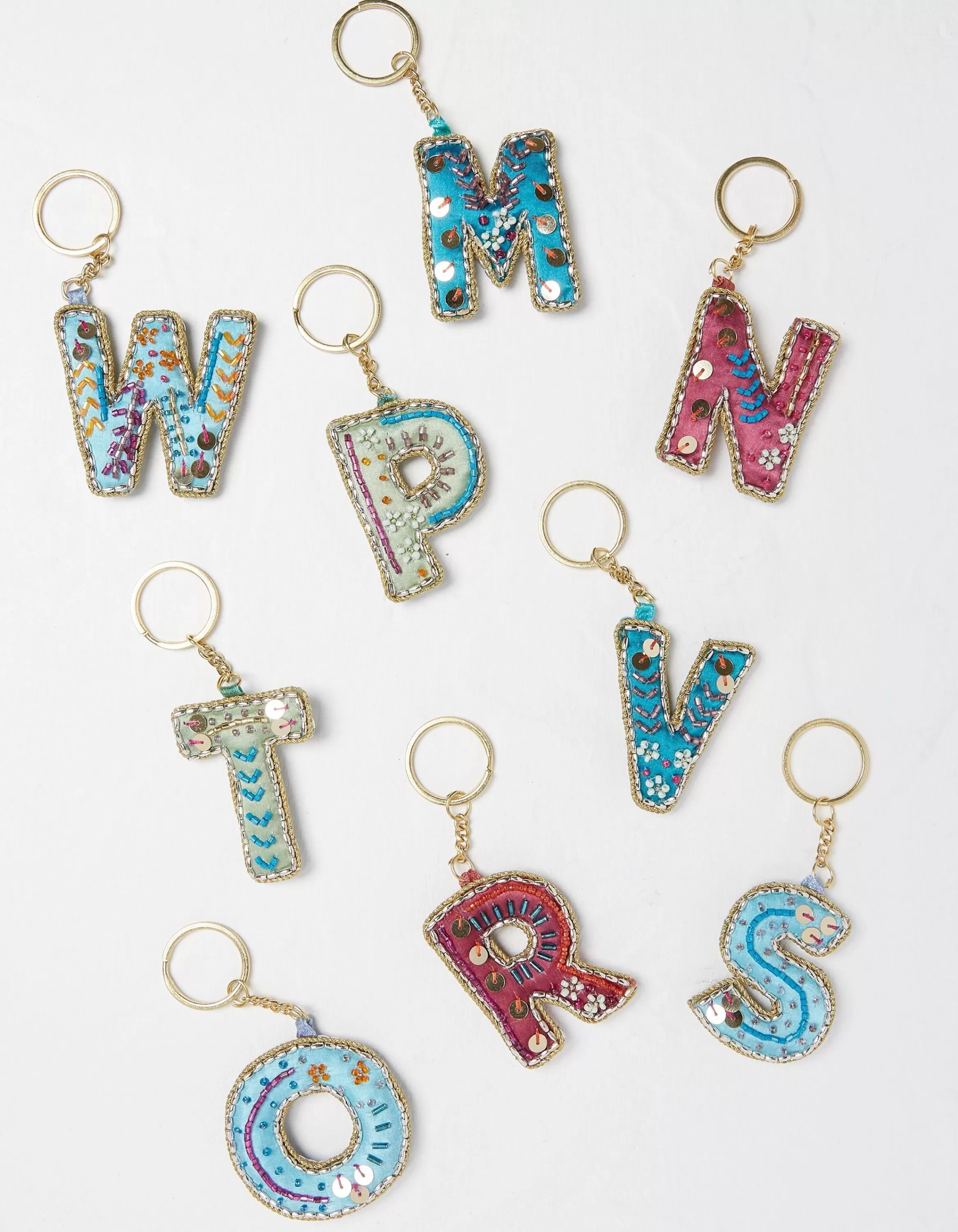 New FatFace Alphabet Beaded Keyring M-Z Multi