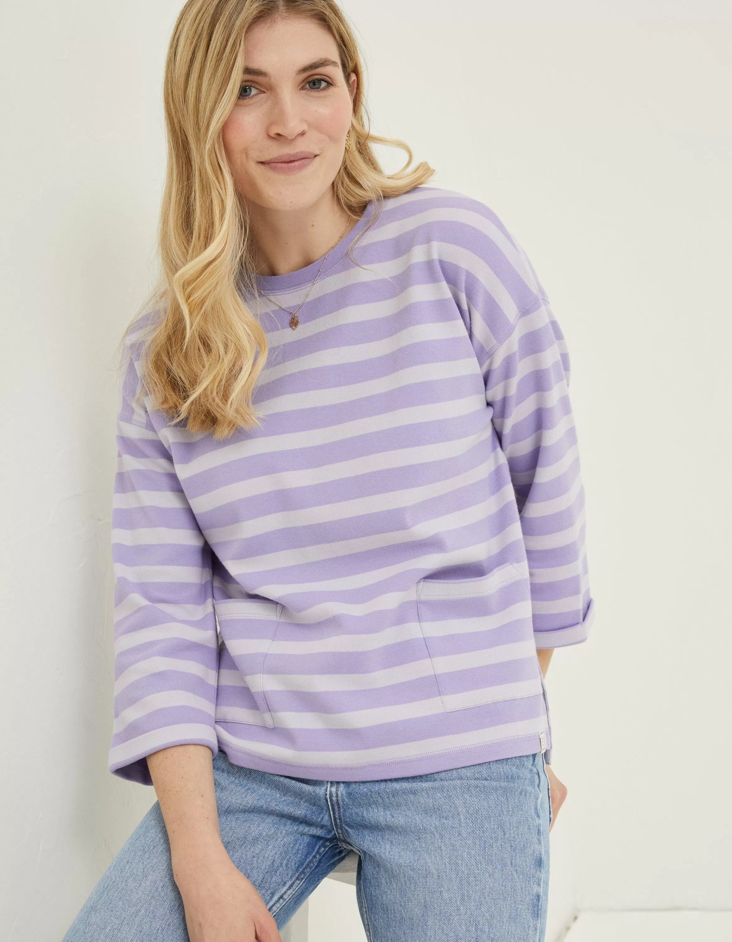 Store FatFace Amari Stripe Crew Lilac