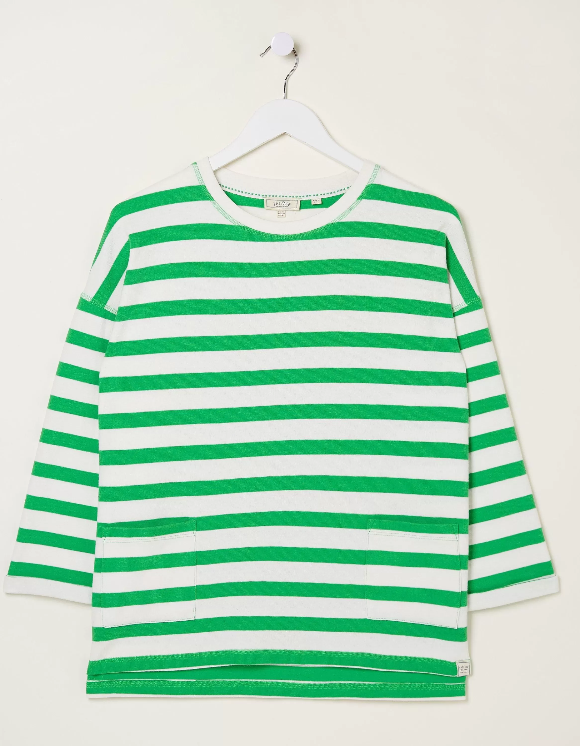 Shop FatFace Amari Stripe Crew Green