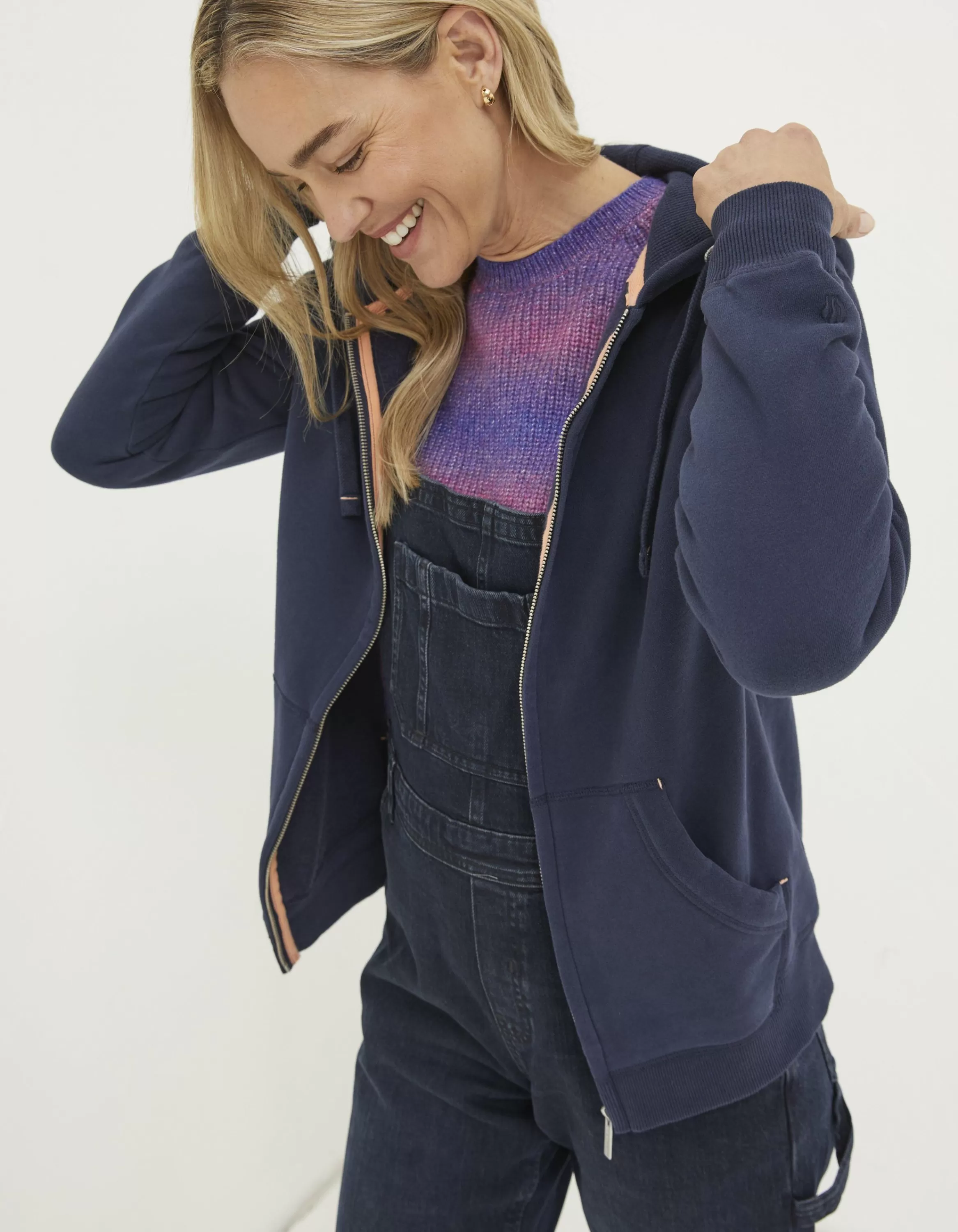 Online FatFace Amy Zip Through Hoodie Navy