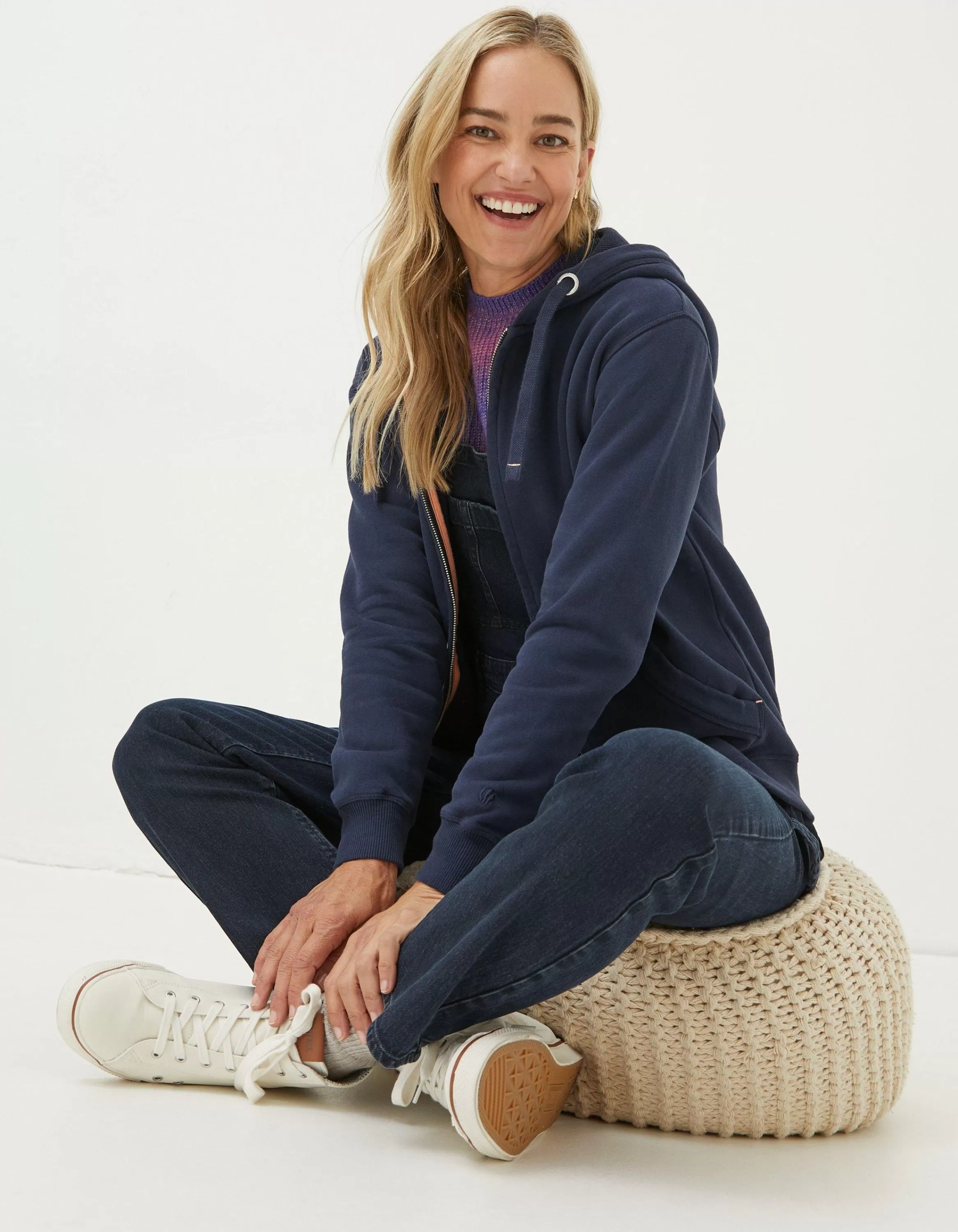 Cheap FatFace Amy Zip Through Hoodie Navy