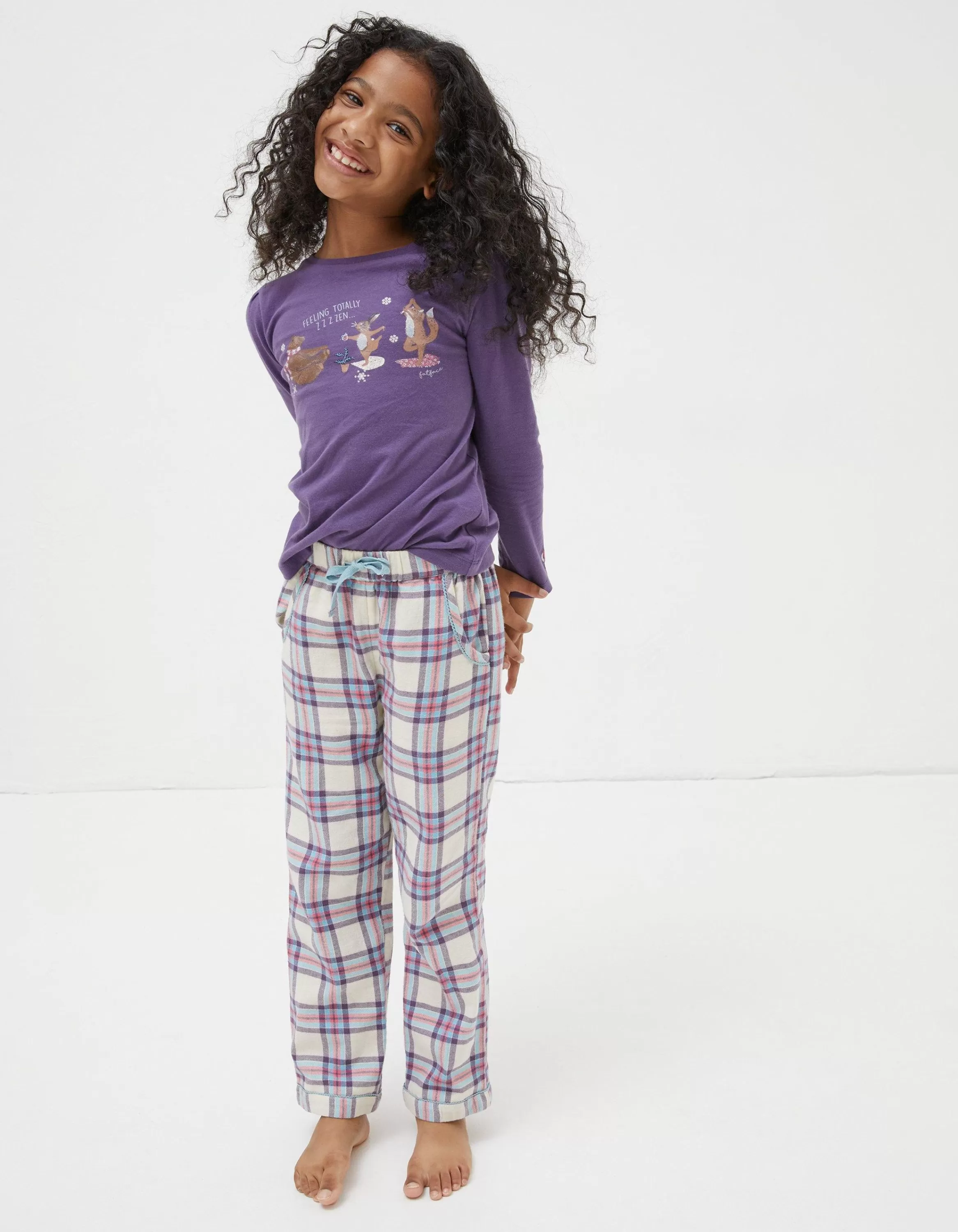 Flash Sale FatFace Animal Check Pyjama Set Purple