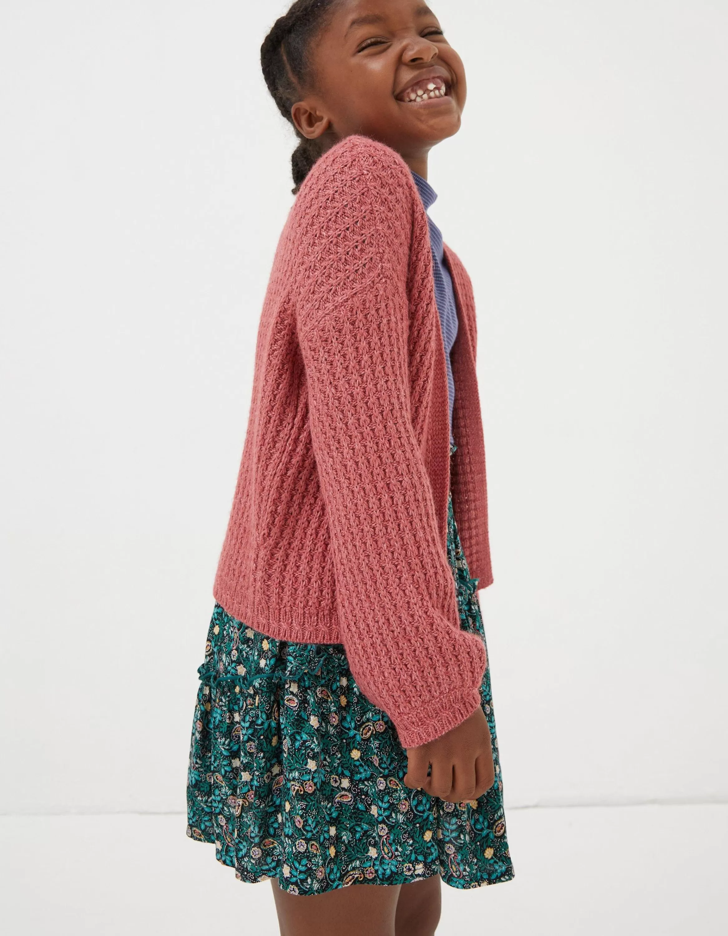 Hot FatFace Anna Knitted Cardigan Raspberry Red