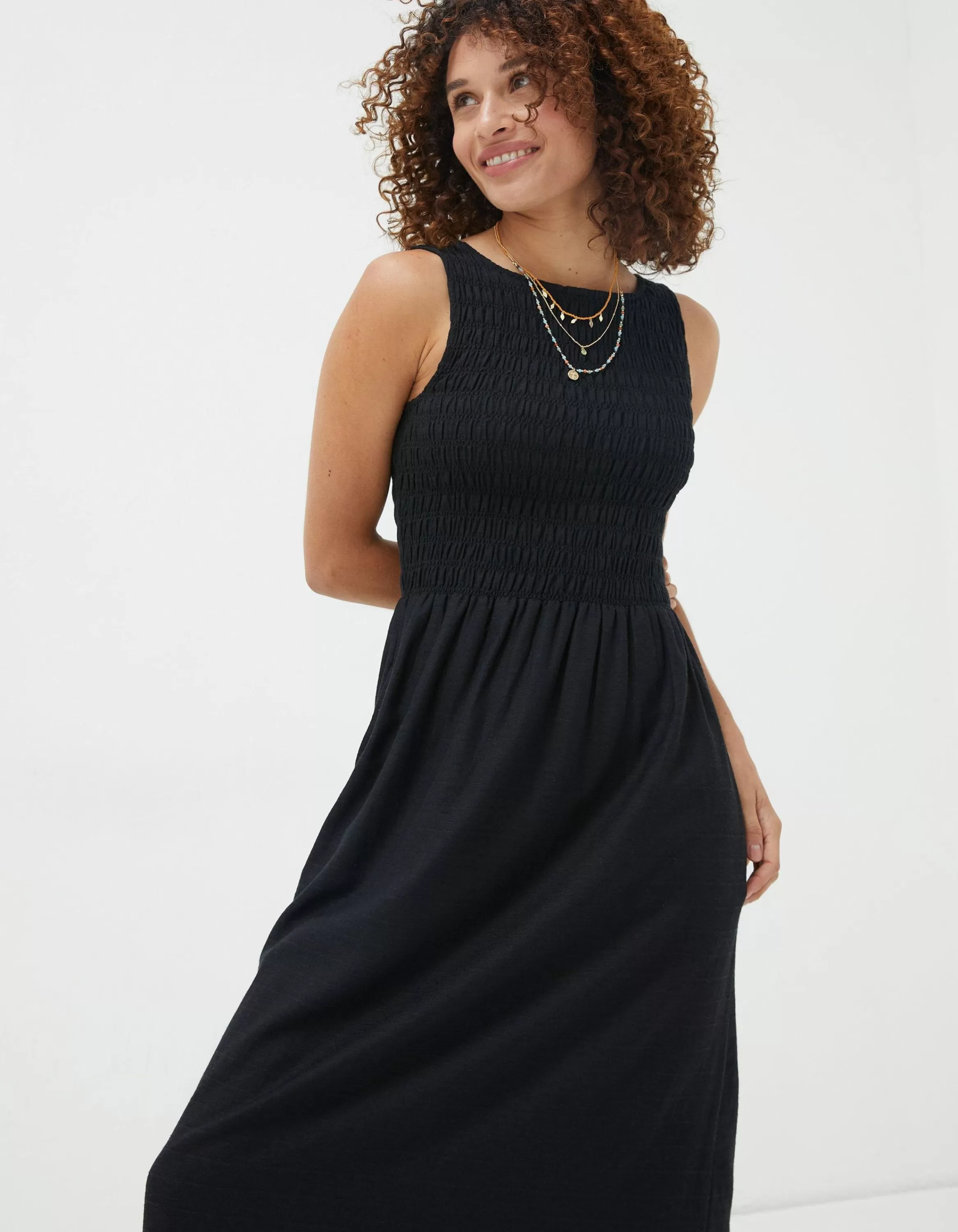 Hot FatFace Anna Midi Dress Black