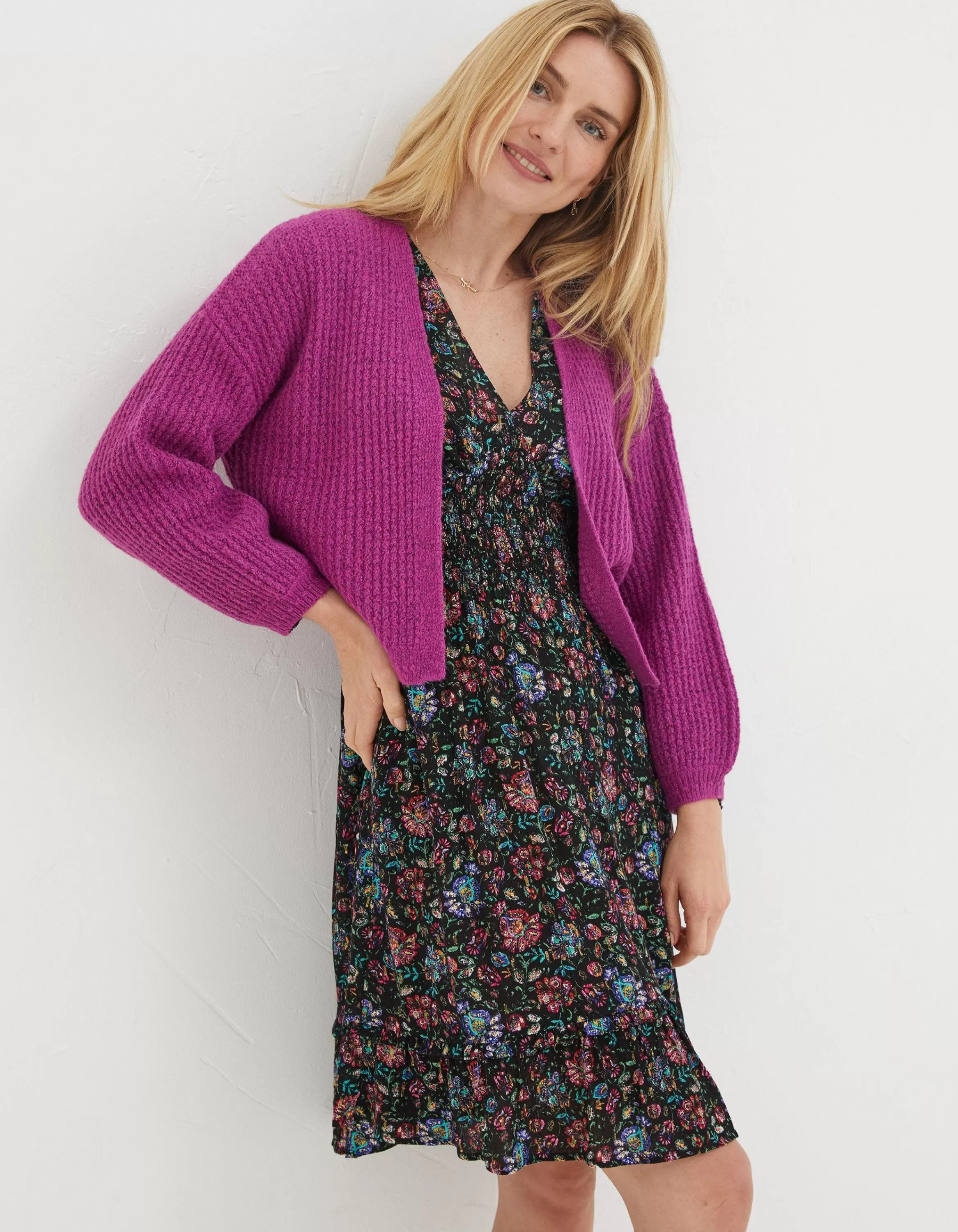 Cheap FatFace Anna Short Cardigan Pink