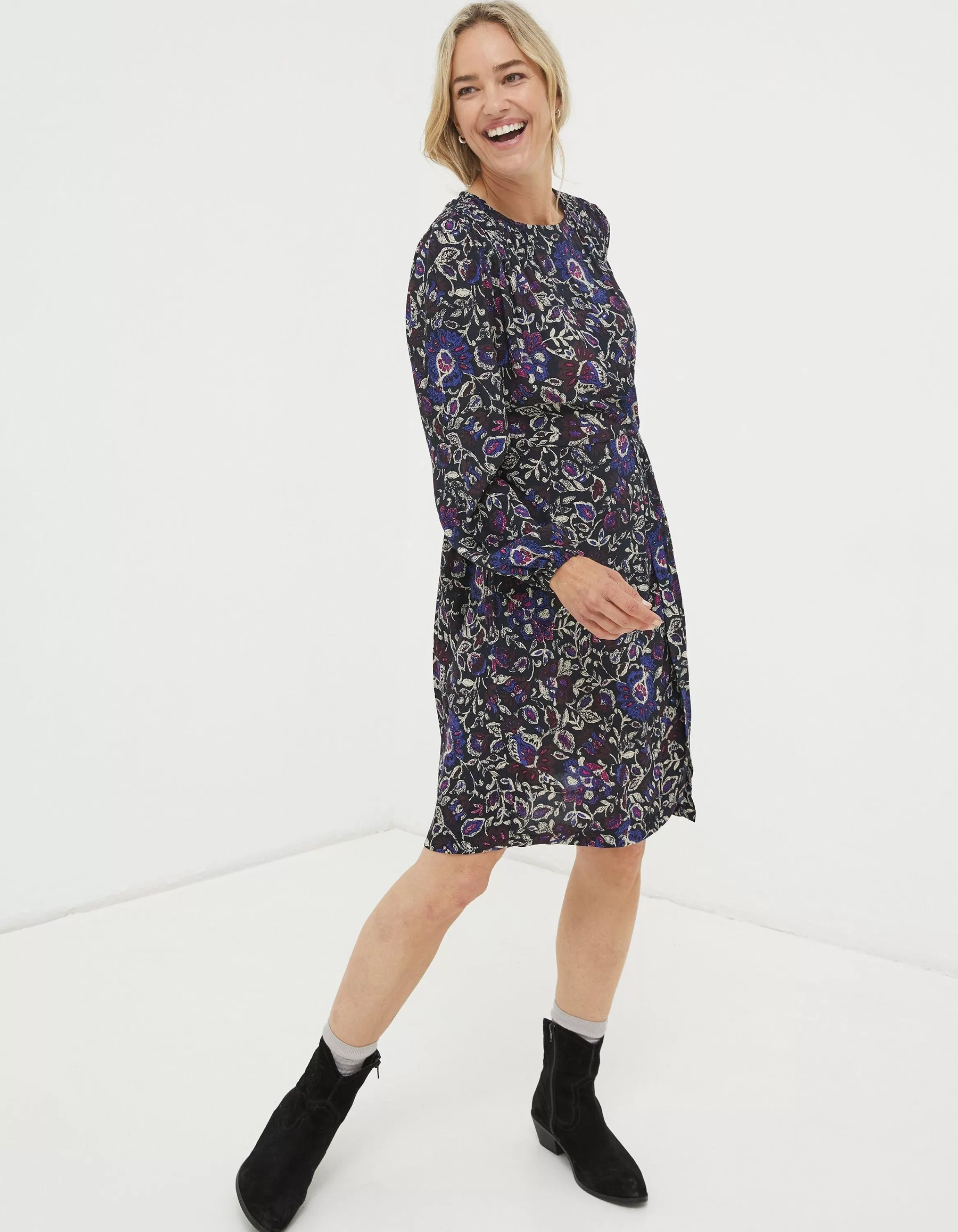 Outlet FatFace Annie Inspirit Floral Dress Black