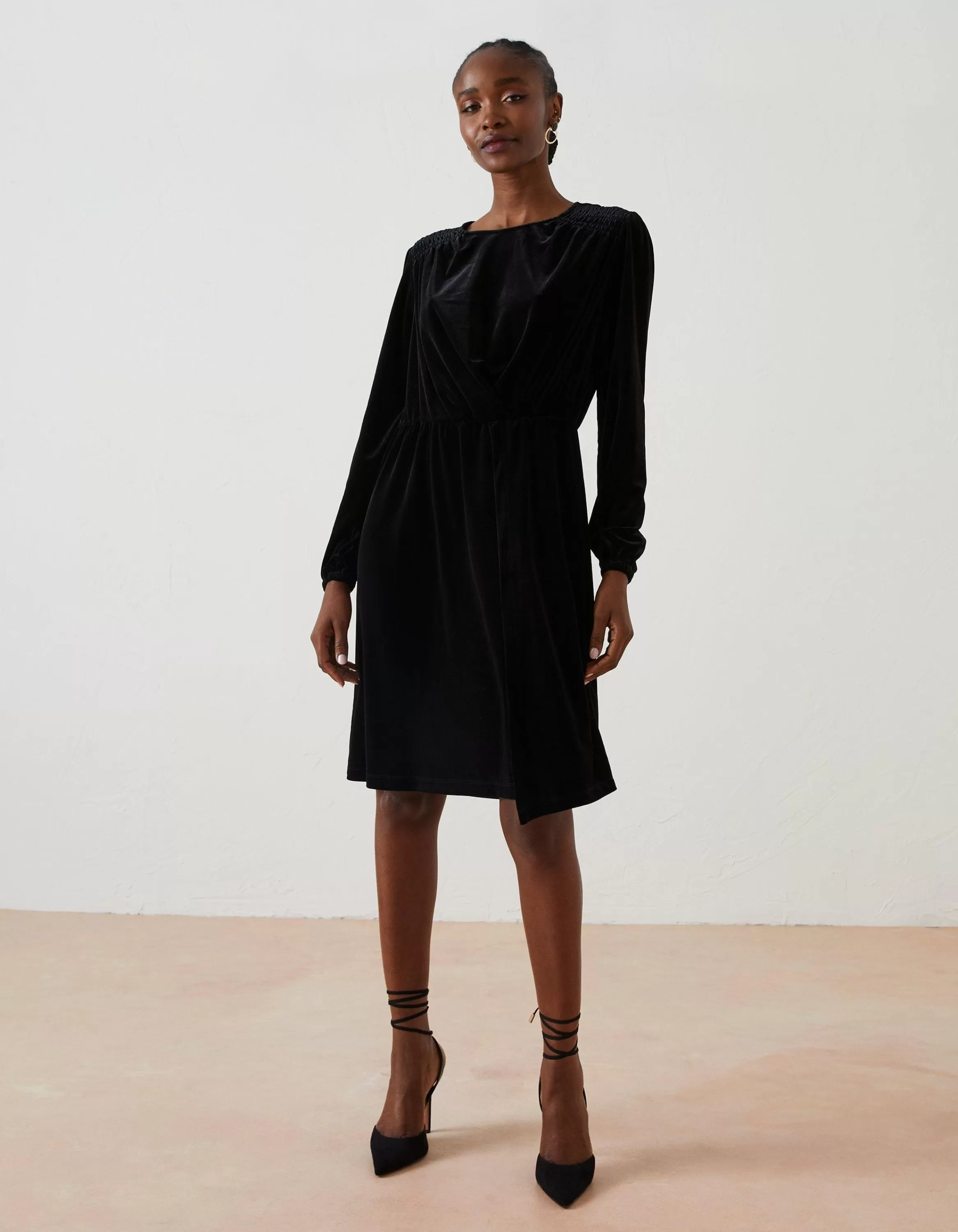 Sale FatFace Annie Velvet Dress Black