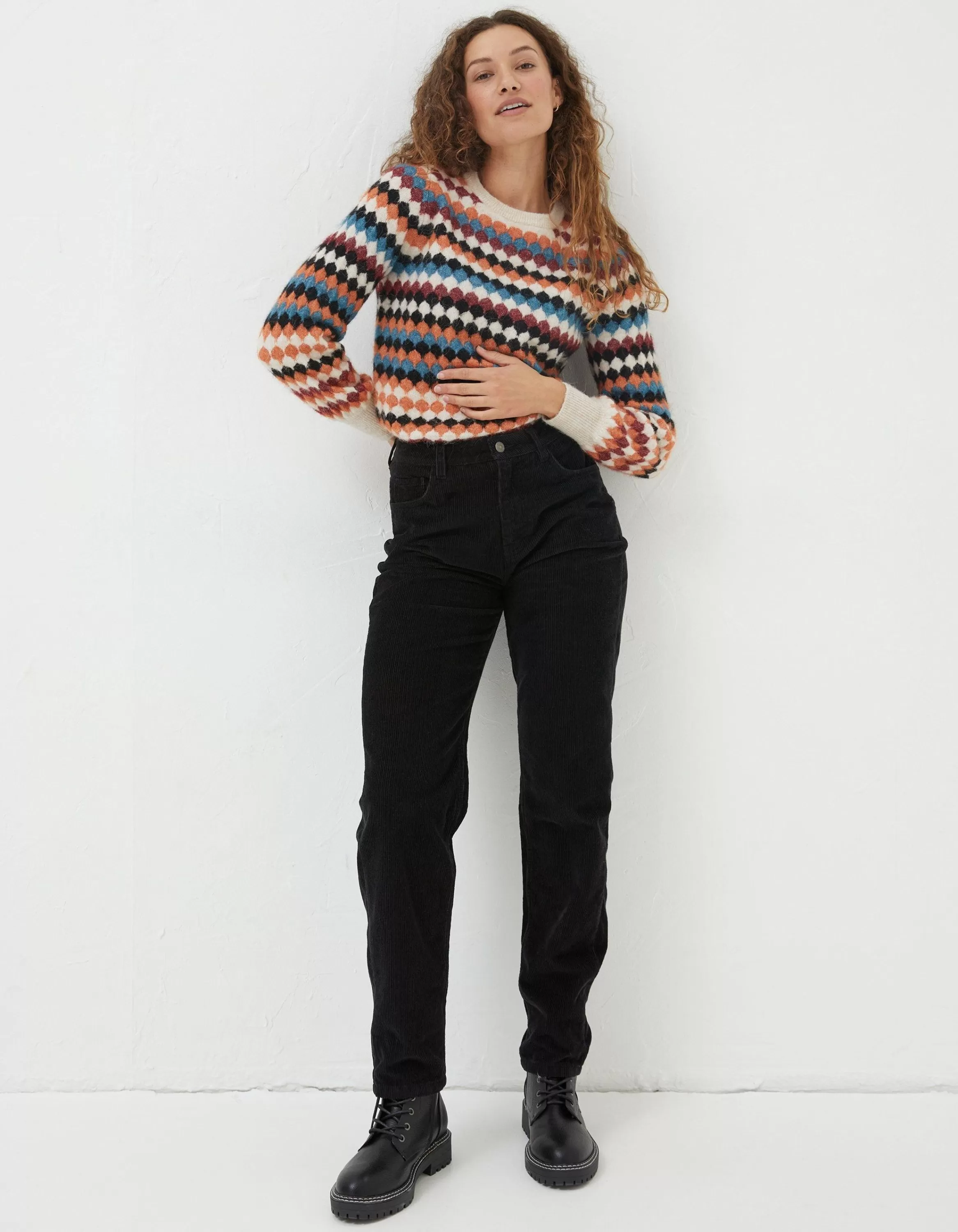 Online FatFace Arden Boyfriend Trousers Black