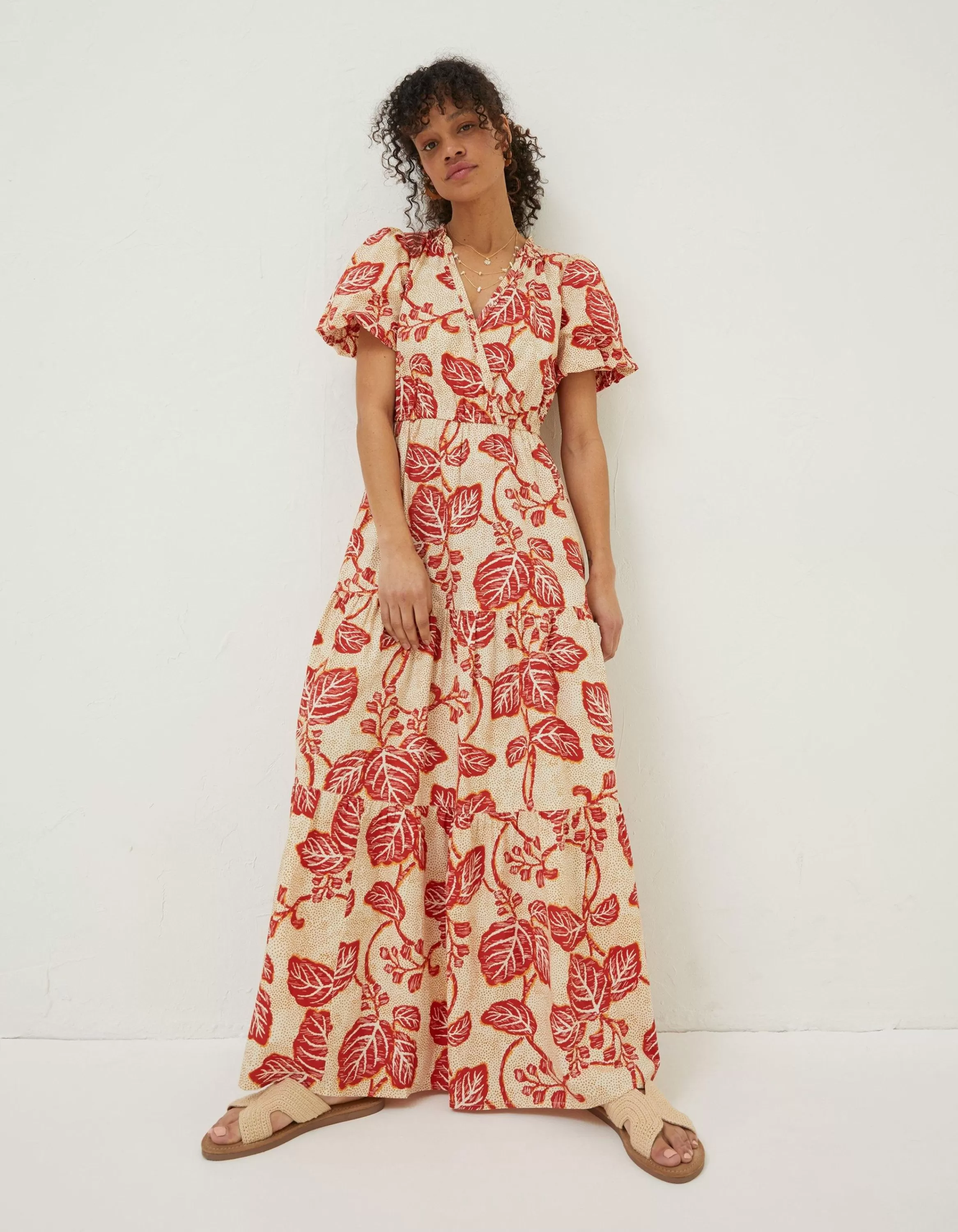 Outlet FatFace Aubrey Vine Floral Maxi Dress Cream