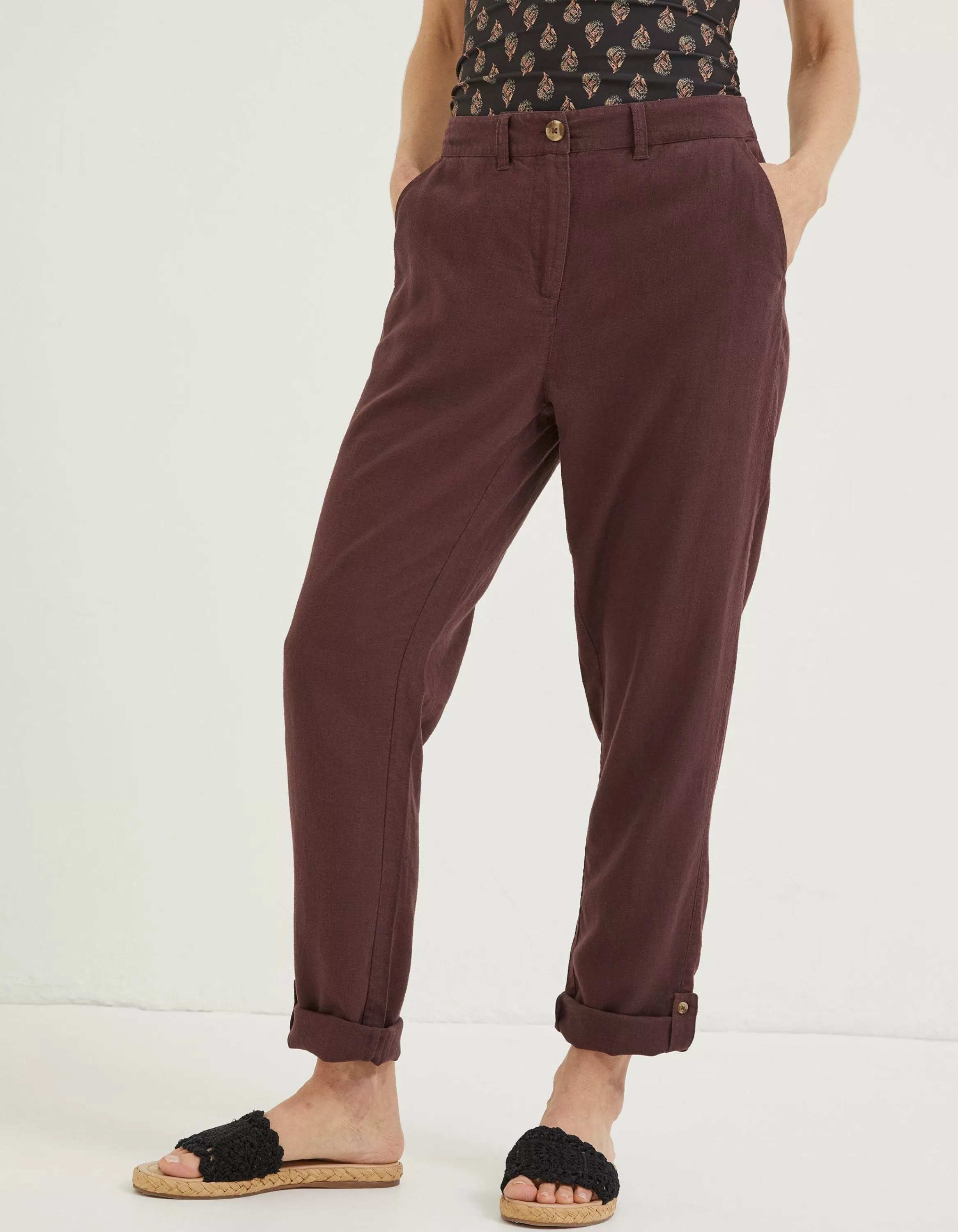 Shop FatFace Austell Linen Blend Jogger Dark Brown