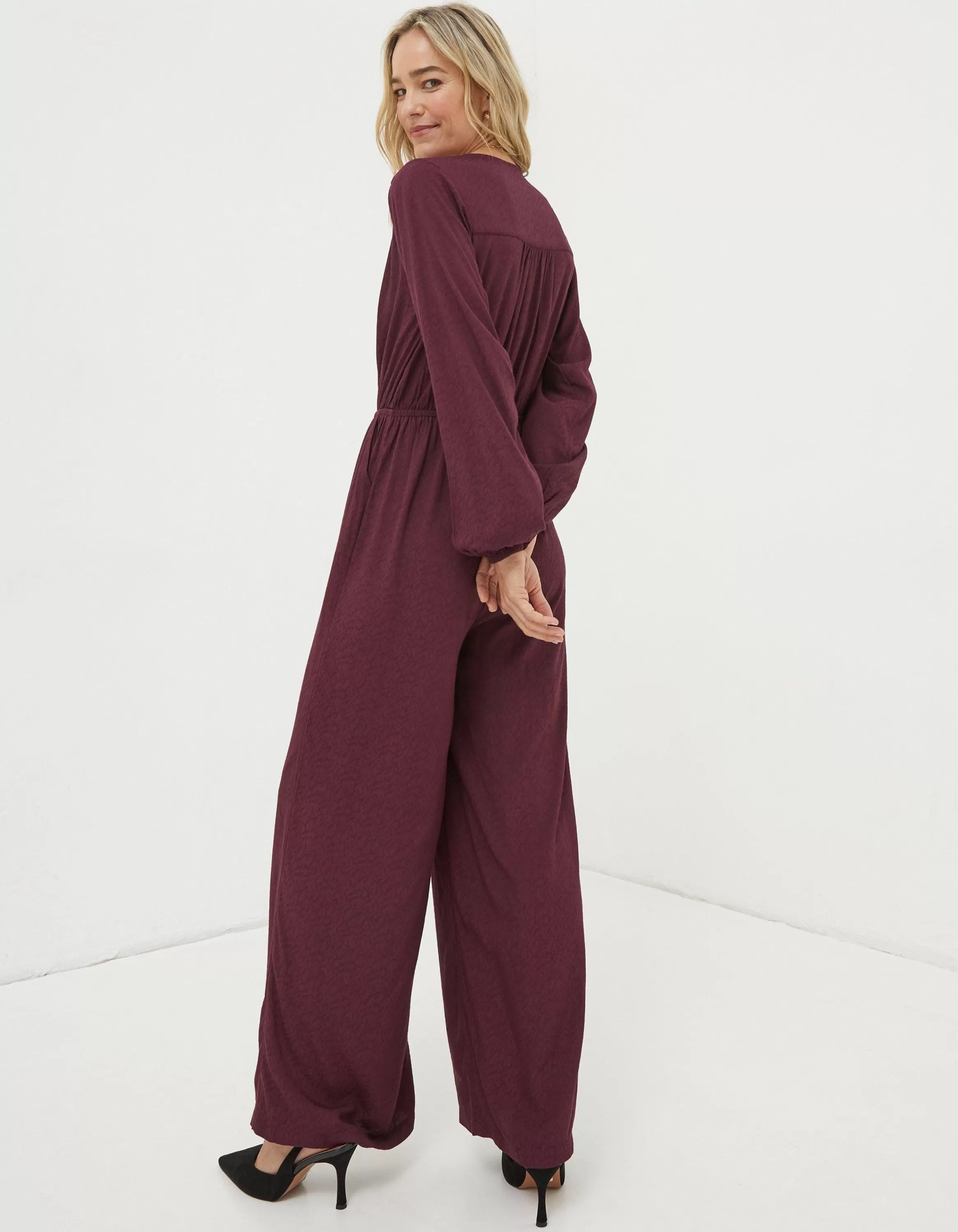 Discount FatFace Avery Wide Leg Jumpsuit Dark Plum