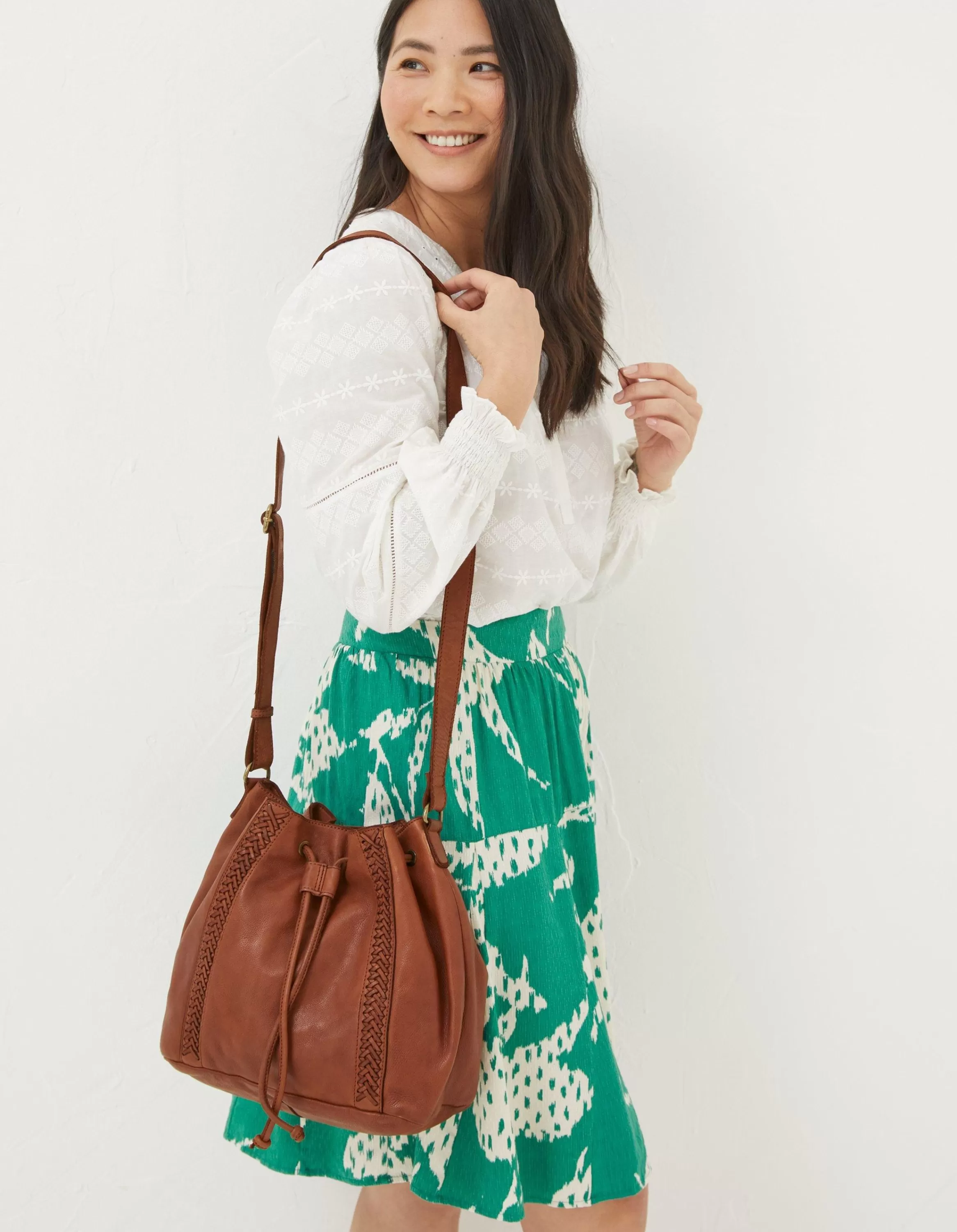 Best Sale FatFace Awna Leather Bucket Bag Tan