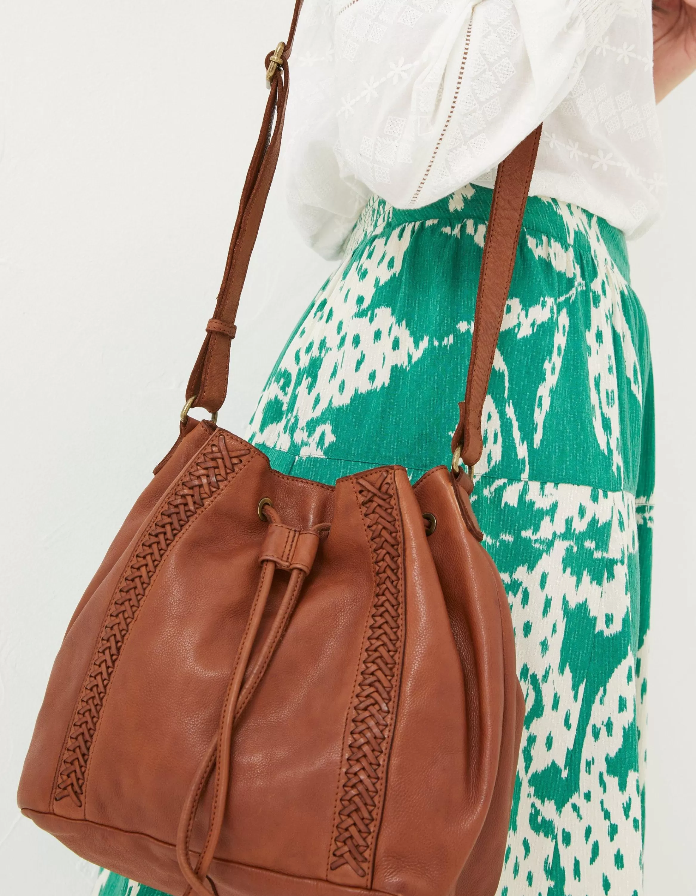 Best Sale FatFace Awna Leather Bucket Bag Tan