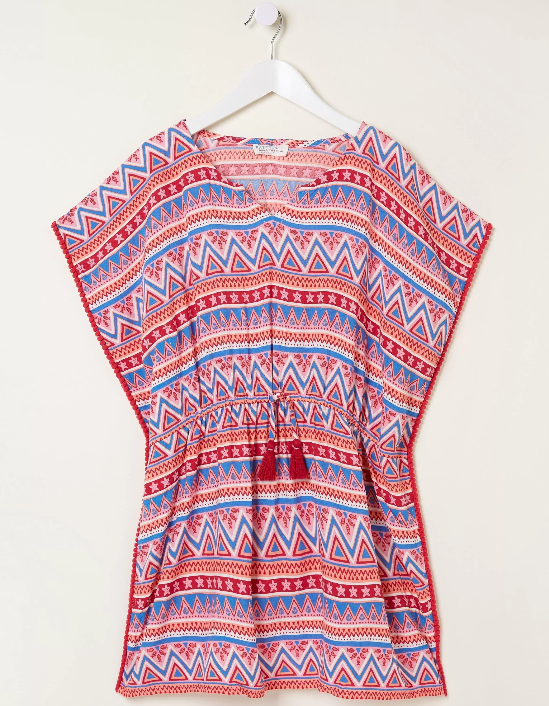 Online FatFace Aztec Print Kaftan Raspberry Red