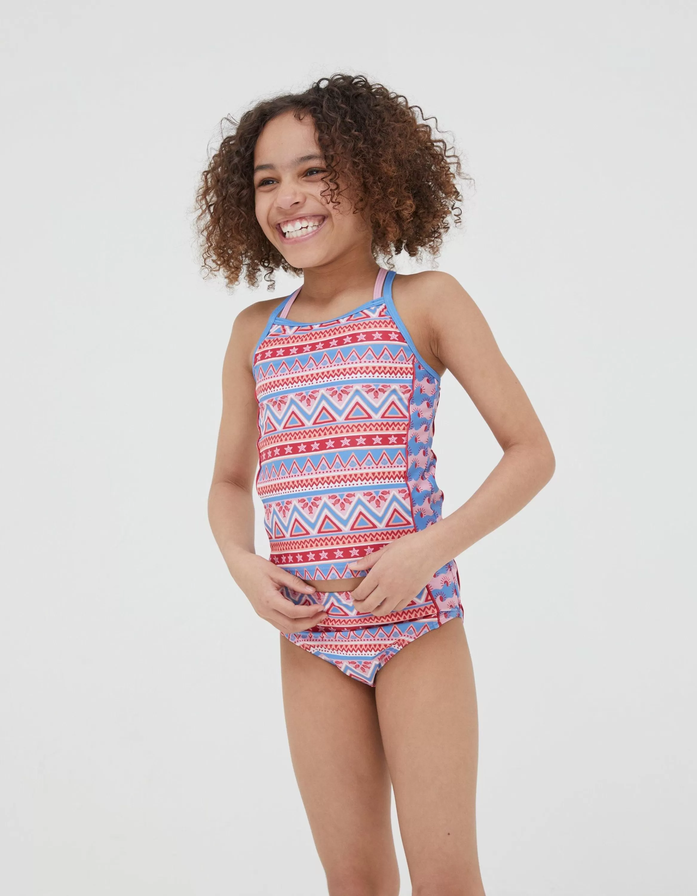 Clearance FatFace Aztec Tankini Raspberry Red