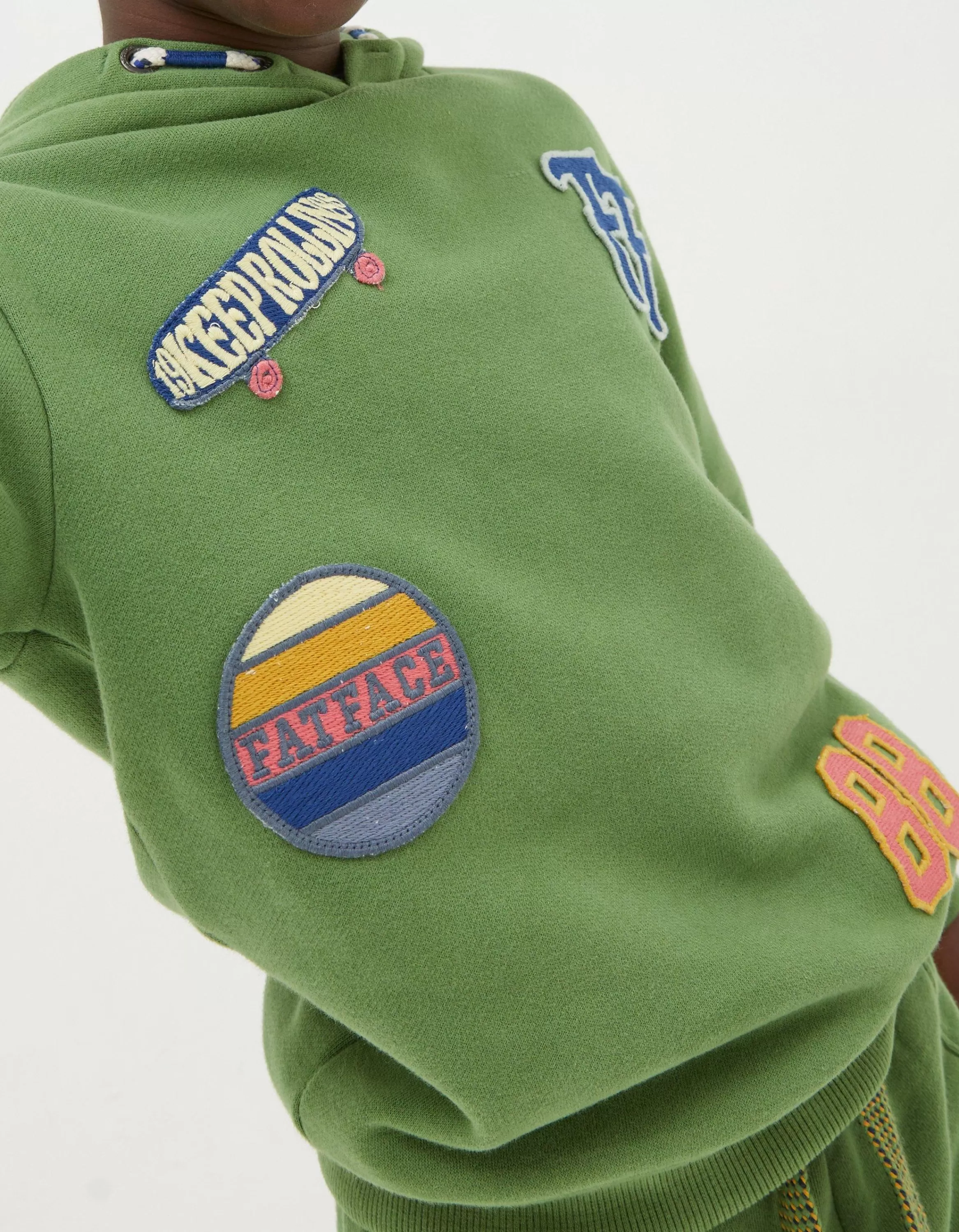 Clearance FatFace Badge Popover Hoodie Green