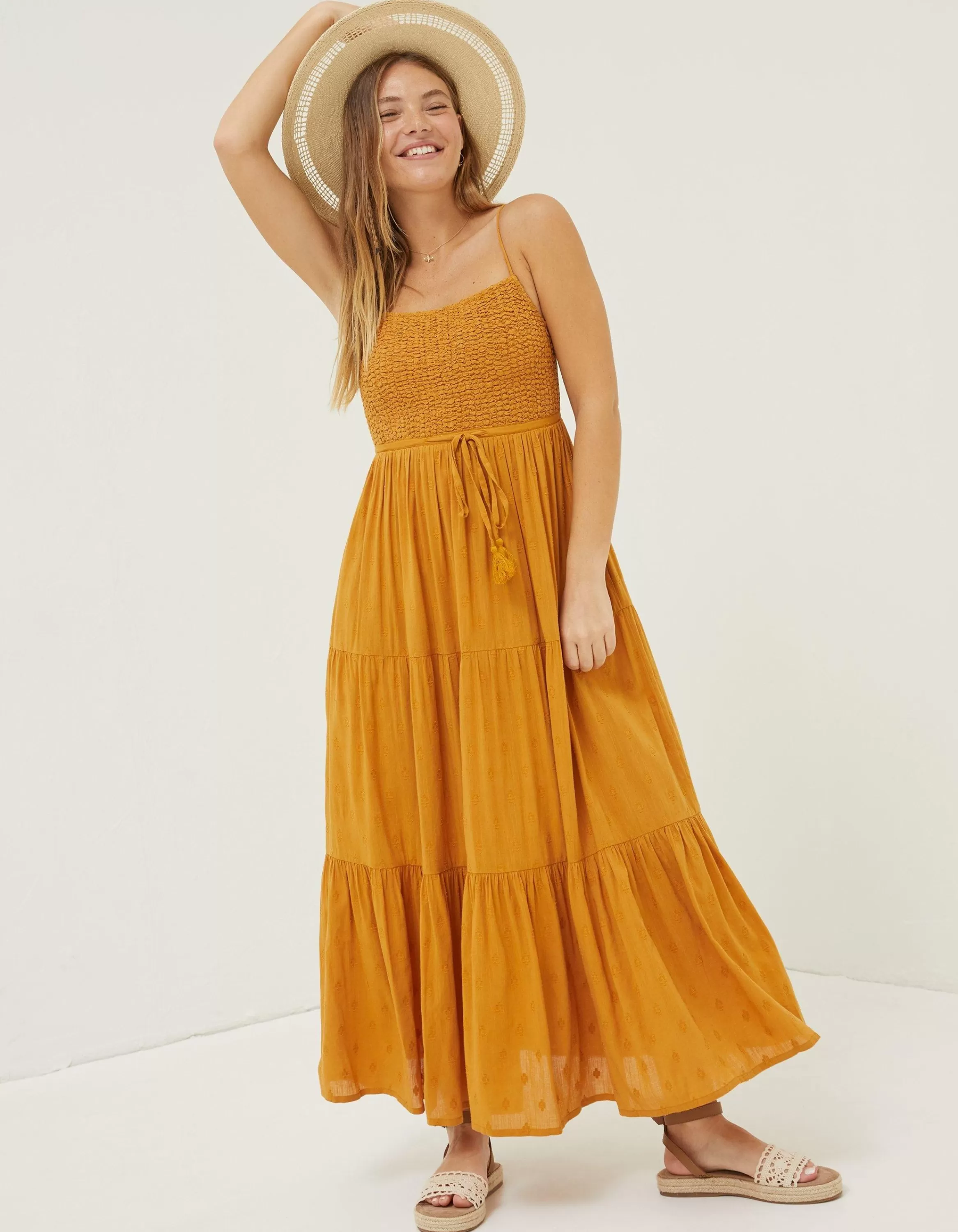 Outlet FatFace Beachwear Jo Midi Sundress Golden Yellow