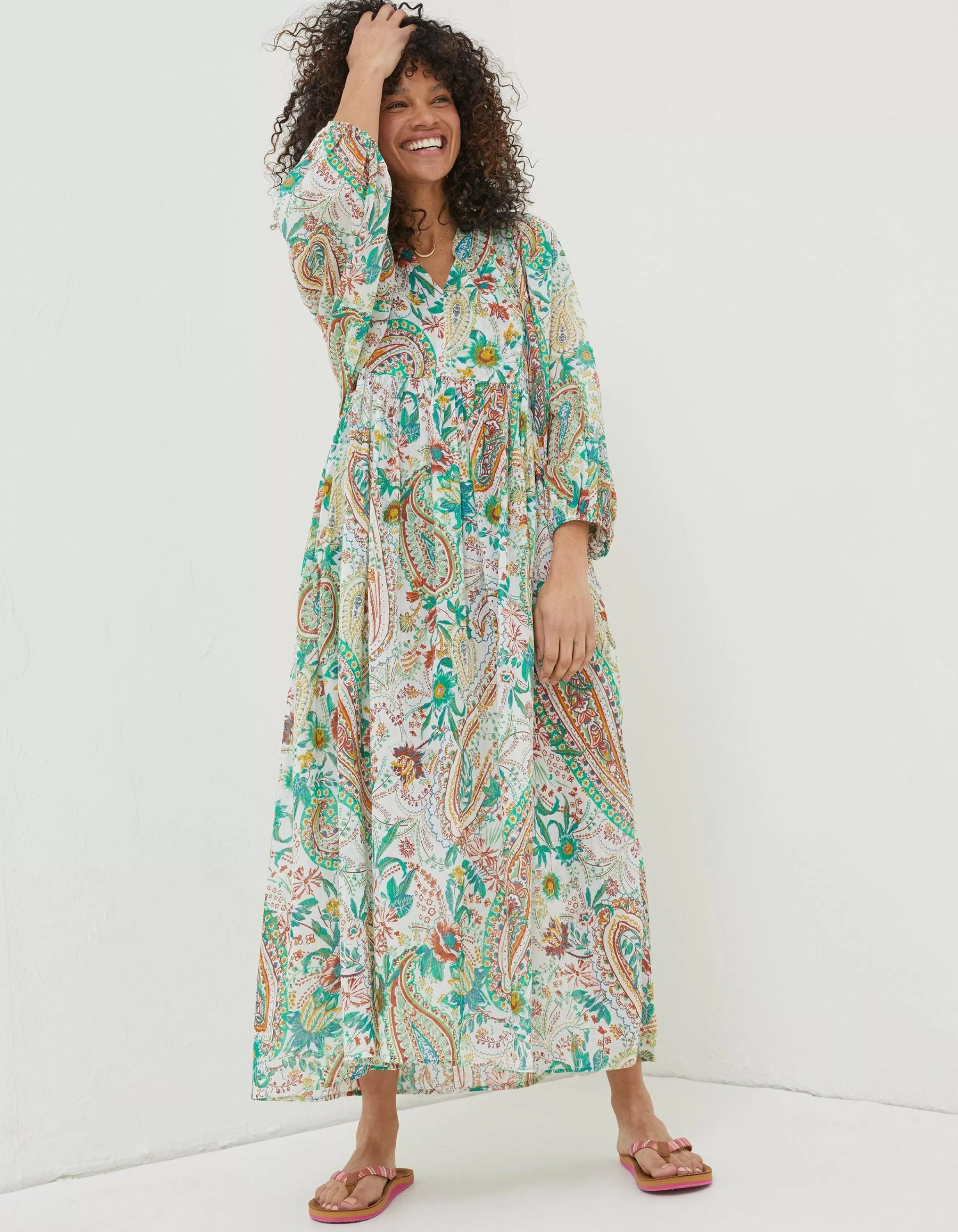 Best Sale FatFace Beachwear Jocelyn Paisley Midi Dress Multi Colour