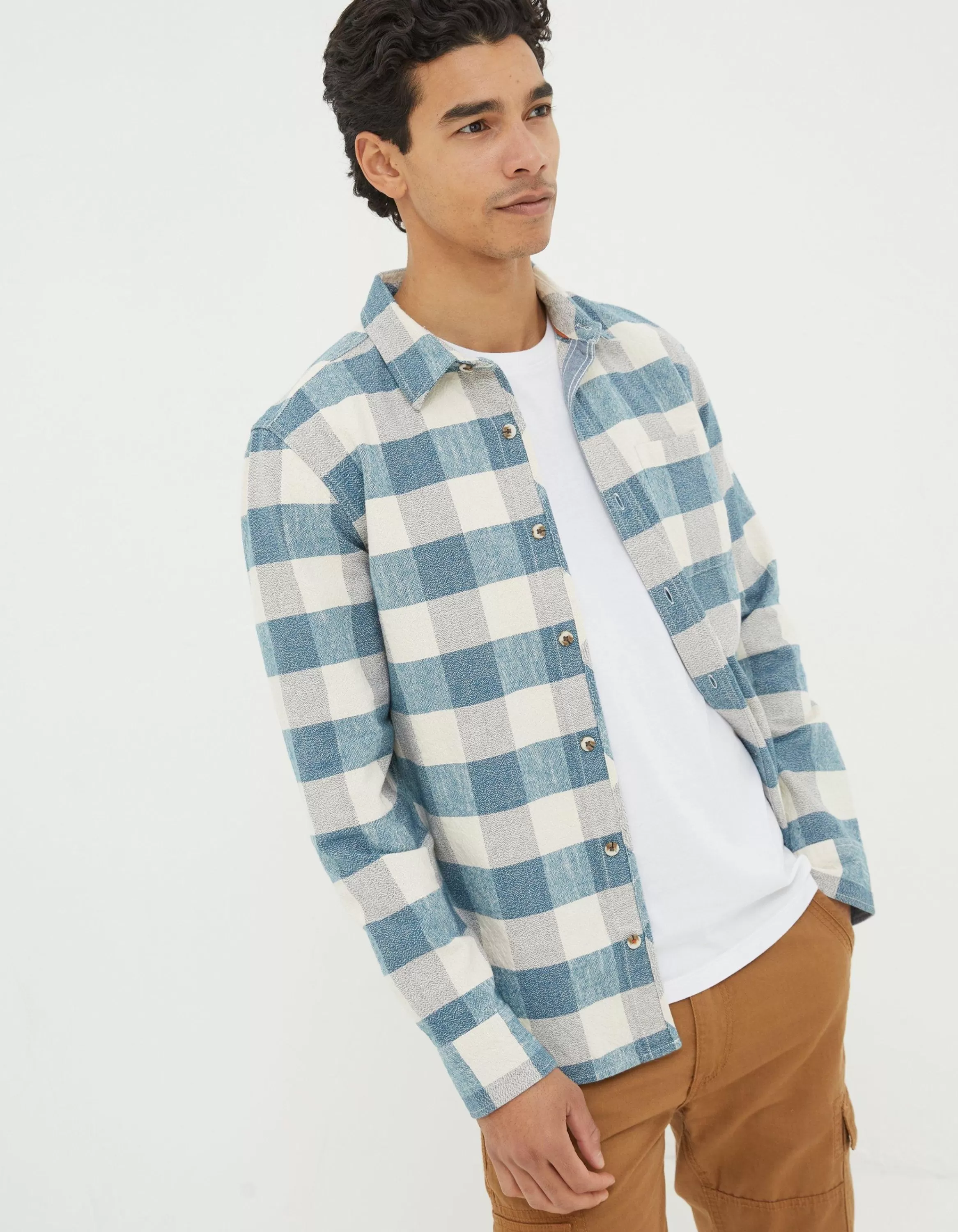 Cheap FatFace Belby Check Shirt Blue