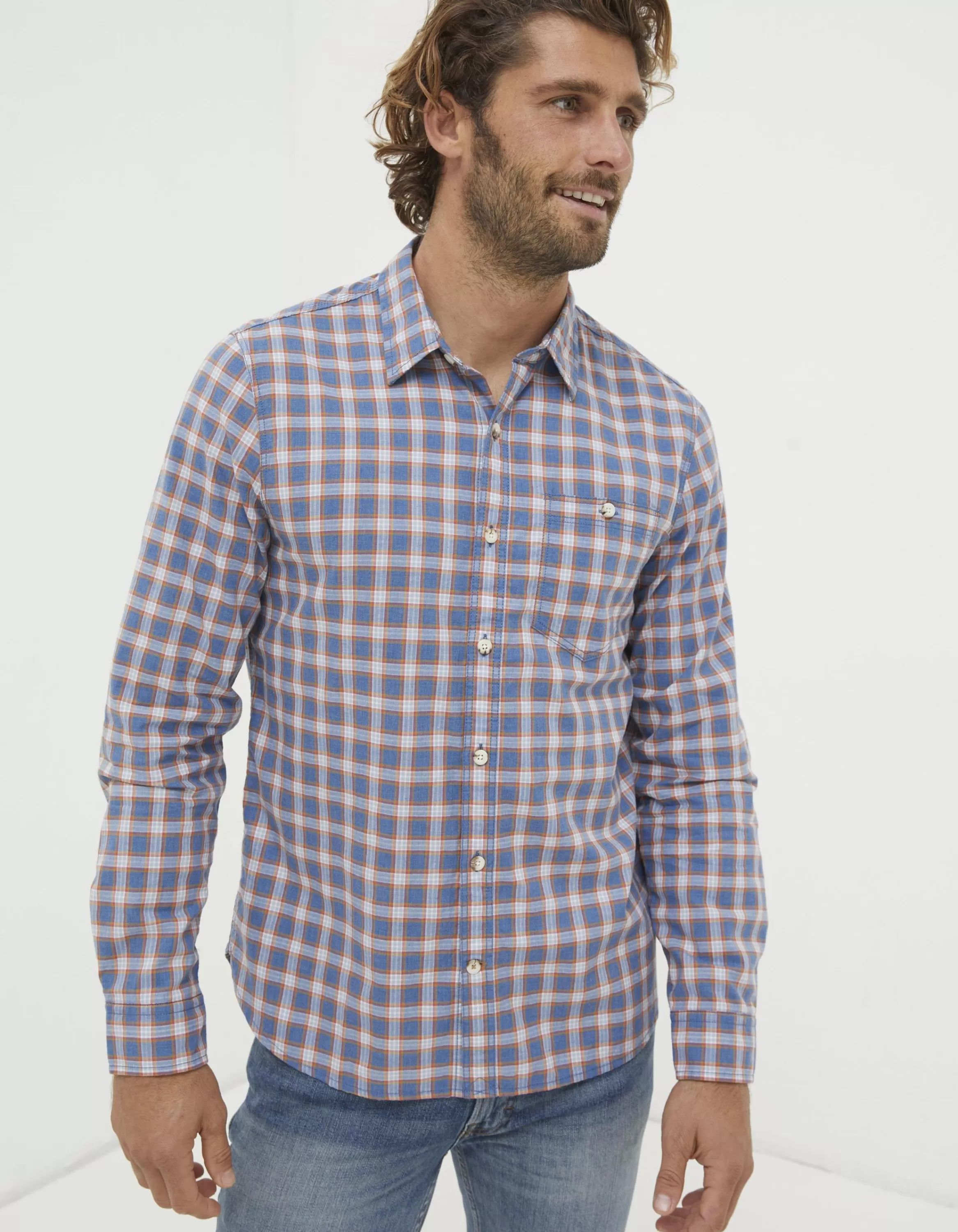 Clearance FatFace Bembridge Check Shirt Blue