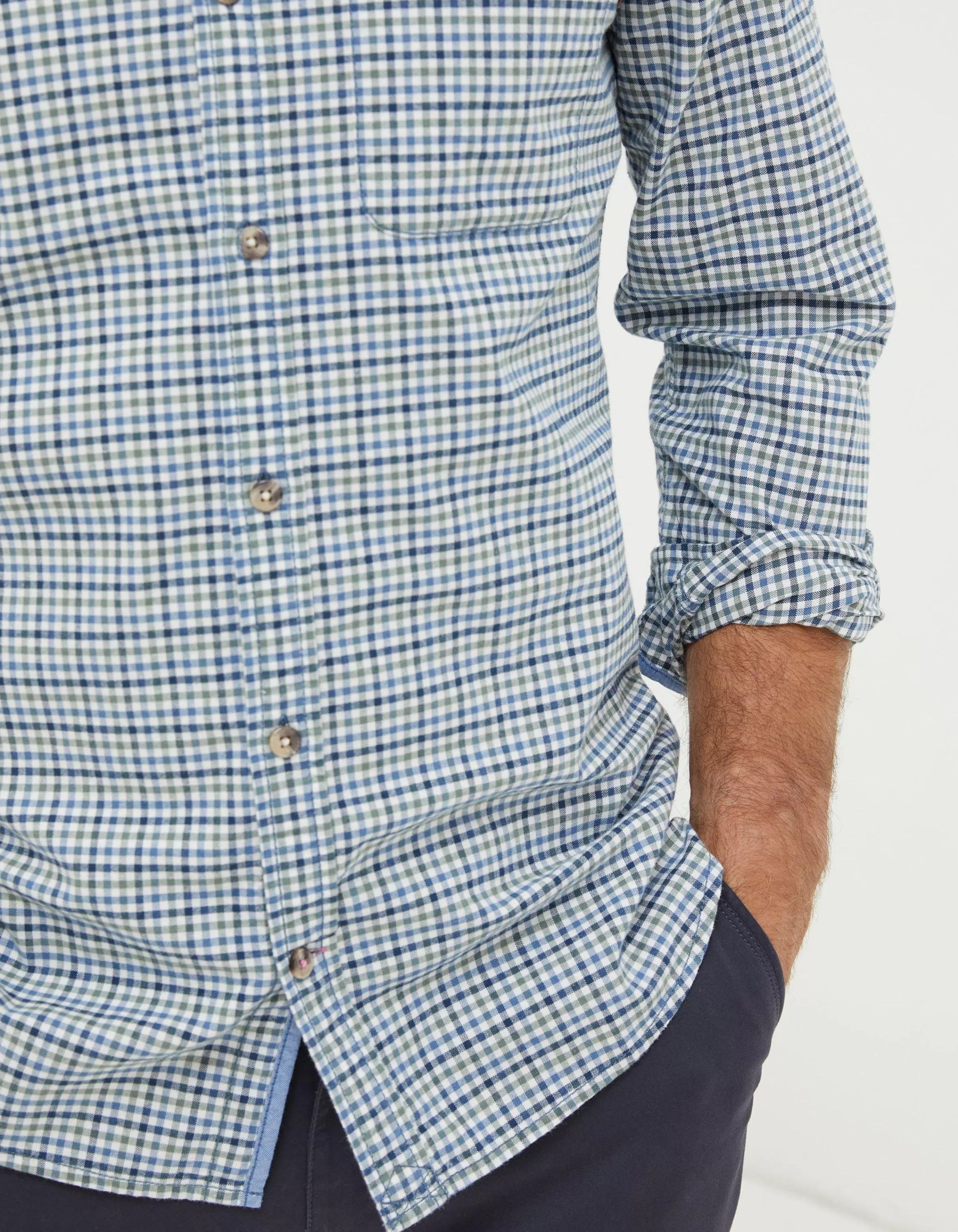 New FatFace Benton Gingham Shirt Blue