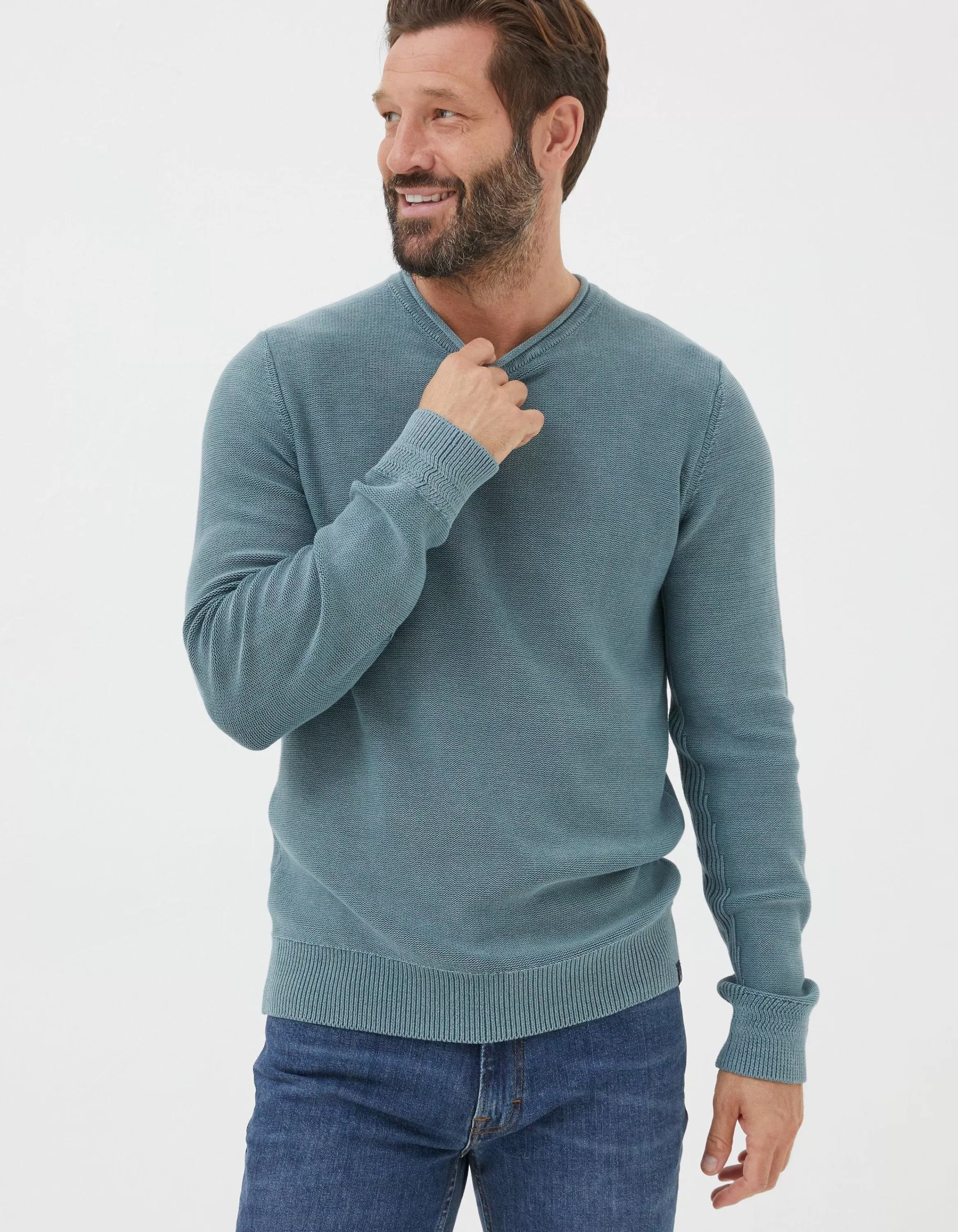 Fashion FatFace Berwick Washed Crew Jumper Sage Green