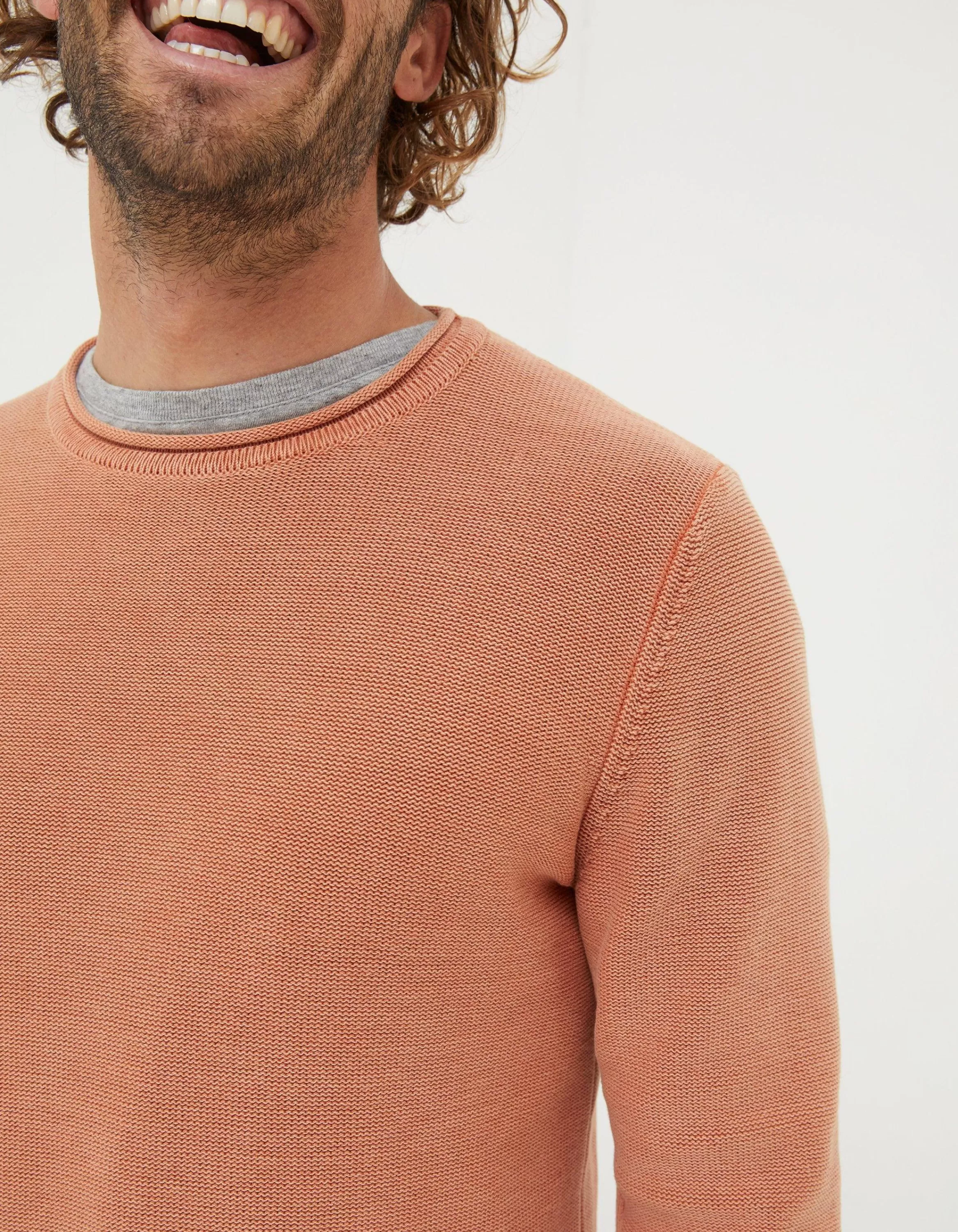 Best FatFace Berwick Washed Crew Jumper Dusky Orange