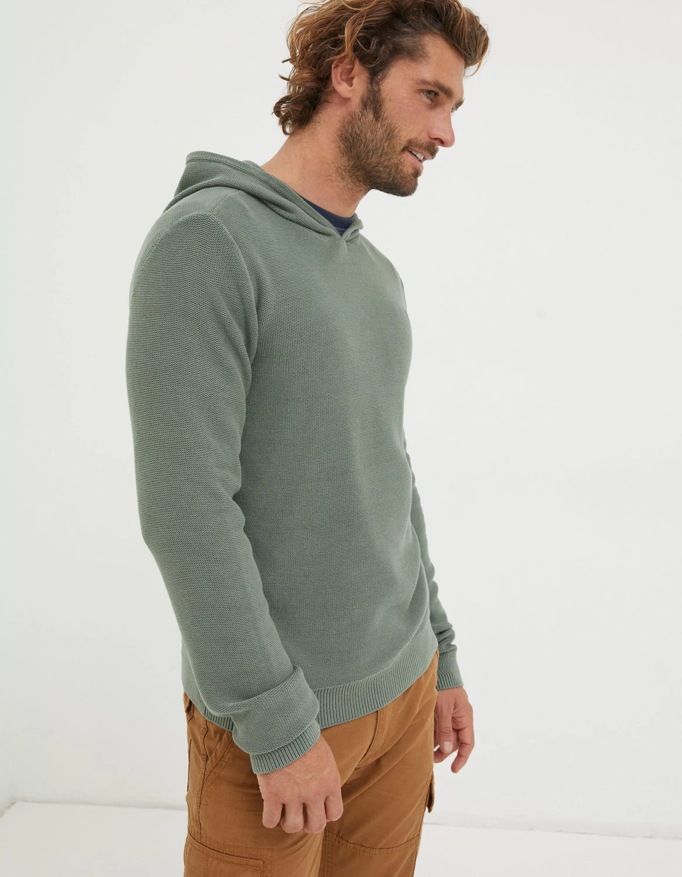 New FatFace Berwick Washed Hoodie Green Haze