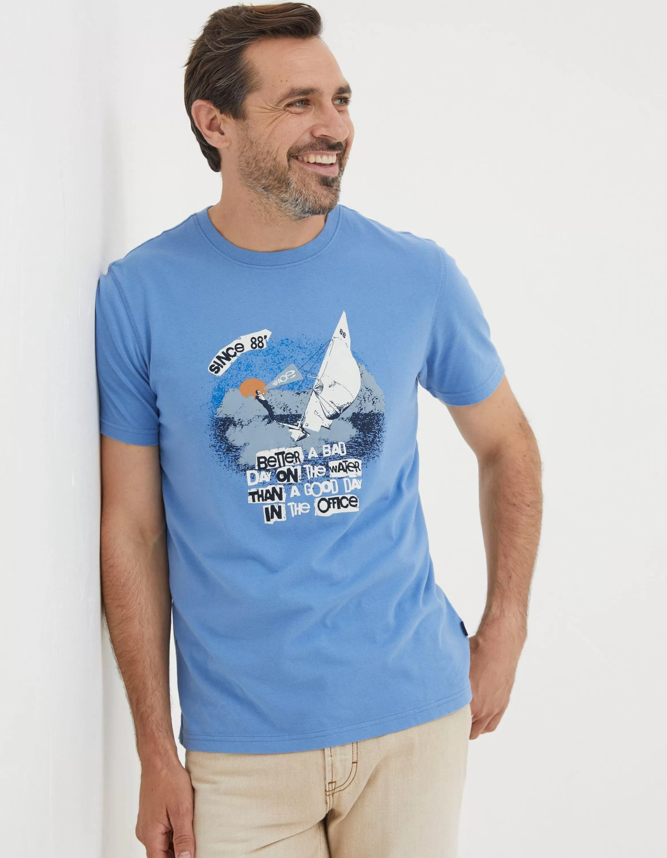 Online FatFace Better A Bad Day Sail T Shirt Blue