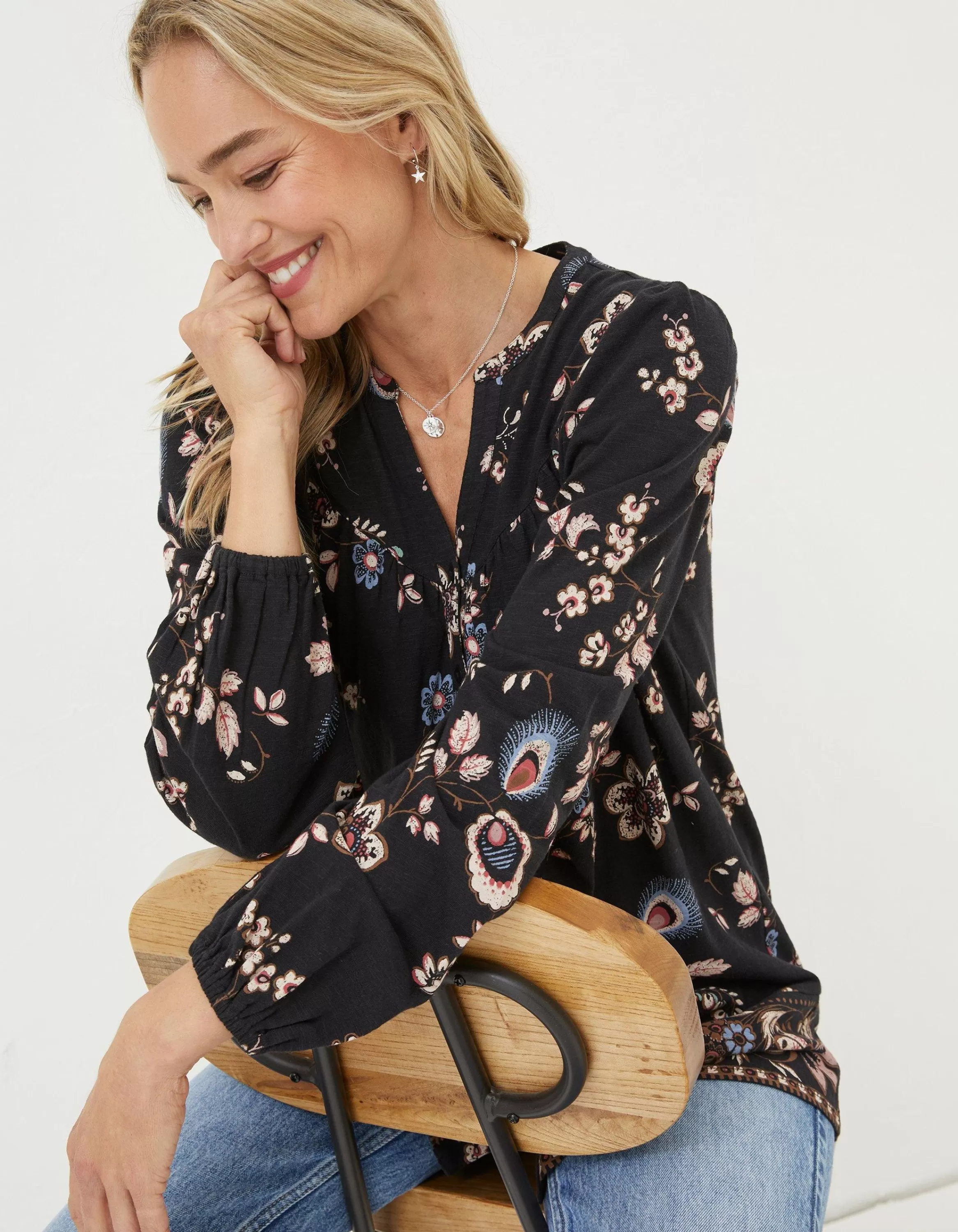 Discount FatFace Betty Fall Floral Tunic Black