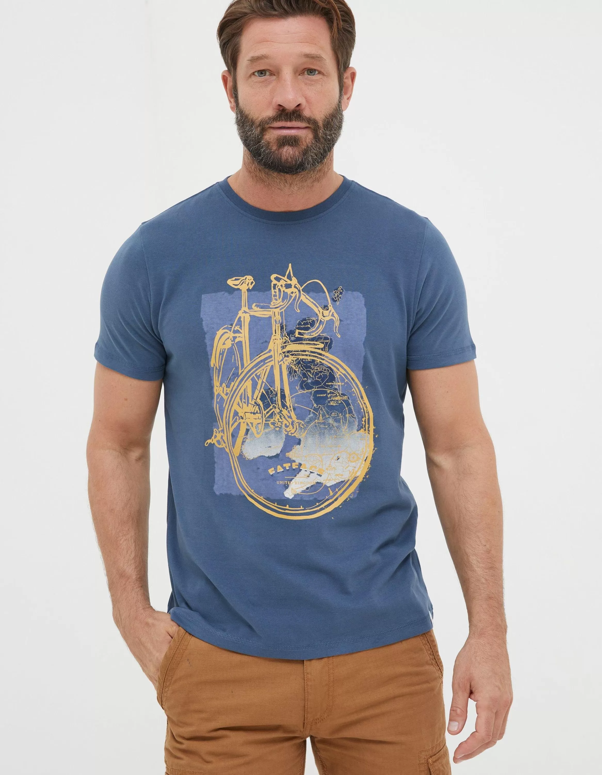 Outlet FatFace Bike Map T-Shirt Navy