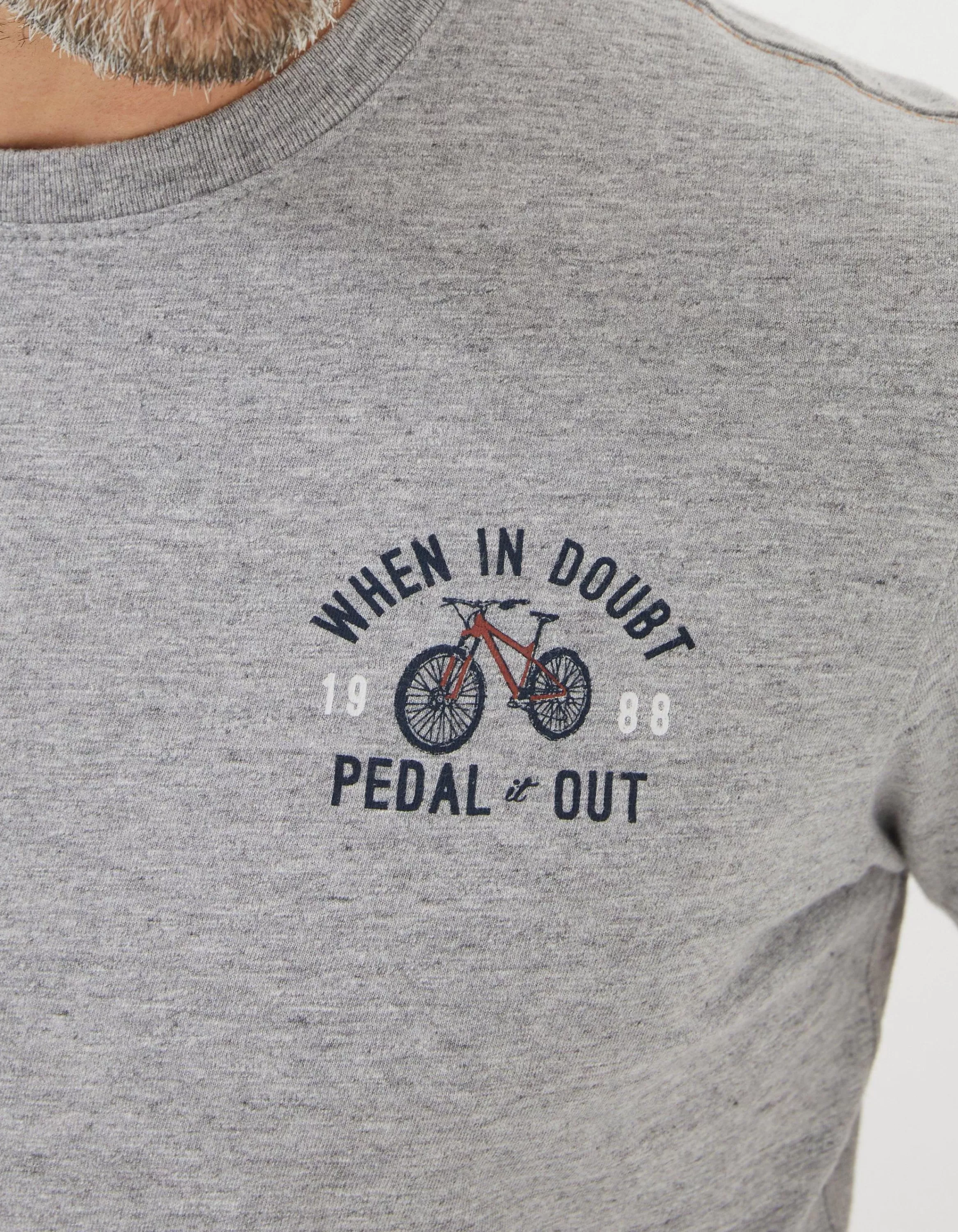 New FatFace Bike Pedal T-Shirt Grey Marl