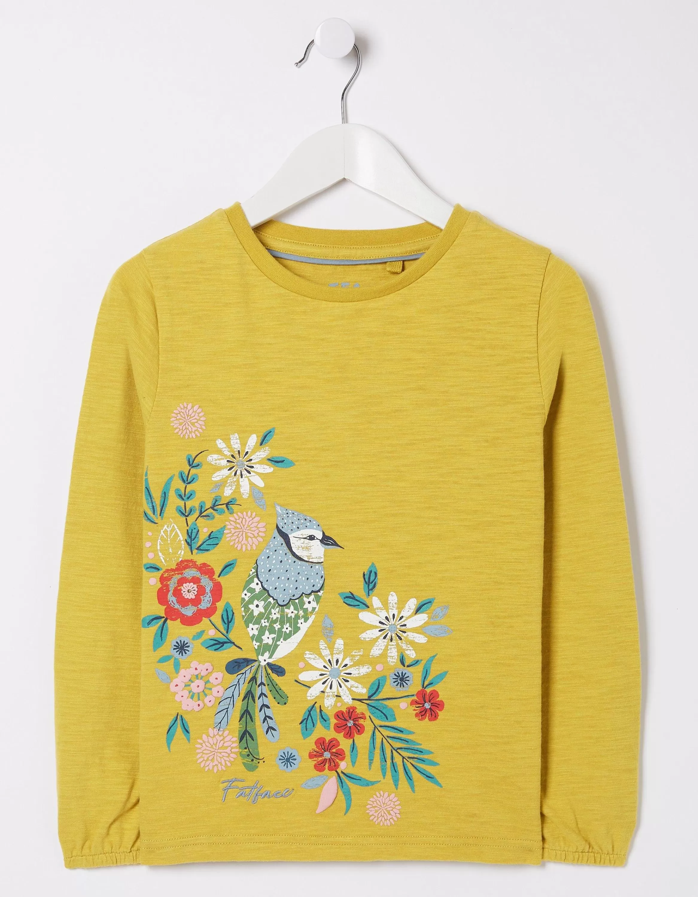 Clearance FatFace Bird Graphic T-Shirt Washed Yellow