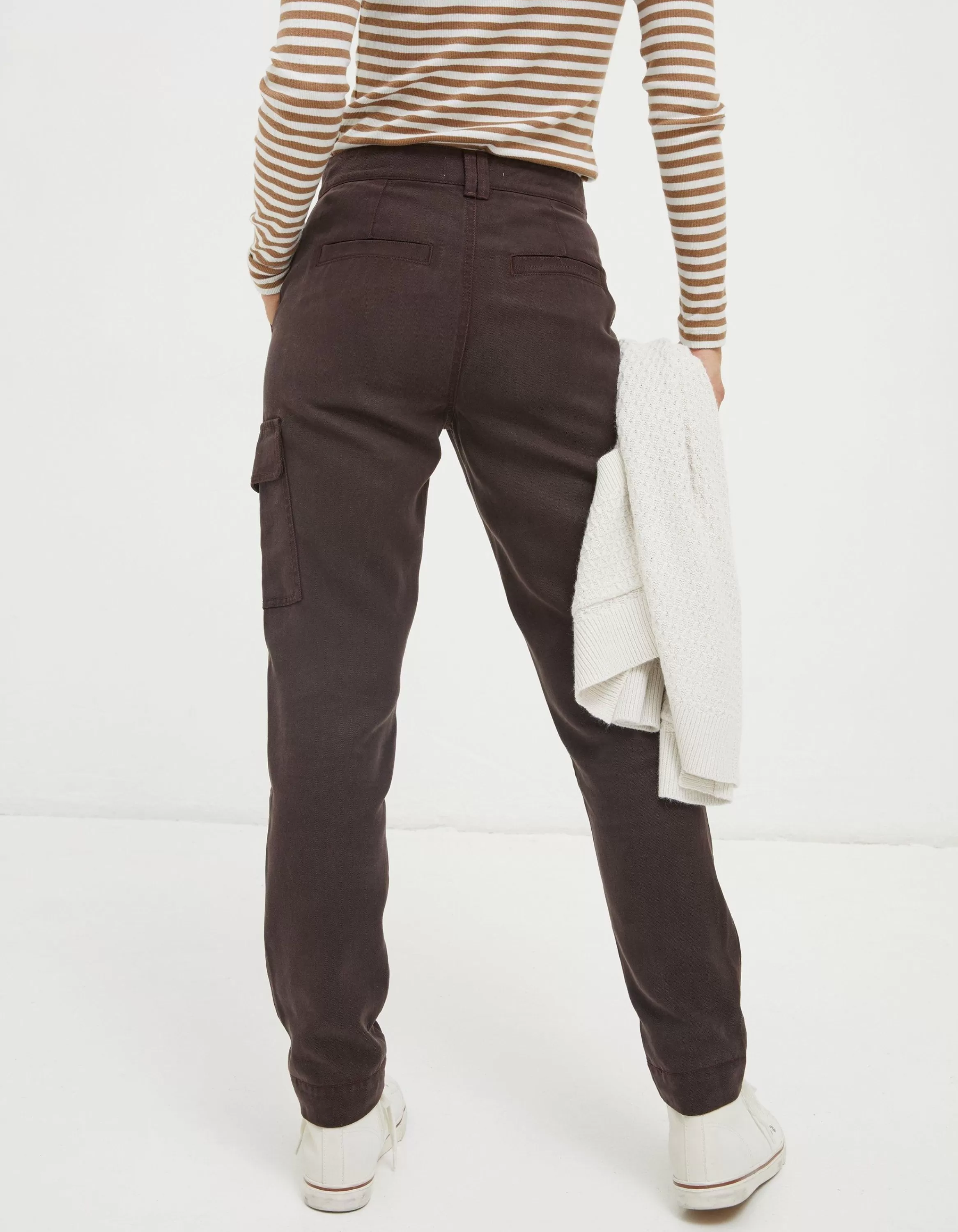 Hot FatFace Blair Tencel Carpenter Trousers Dark Burgundy