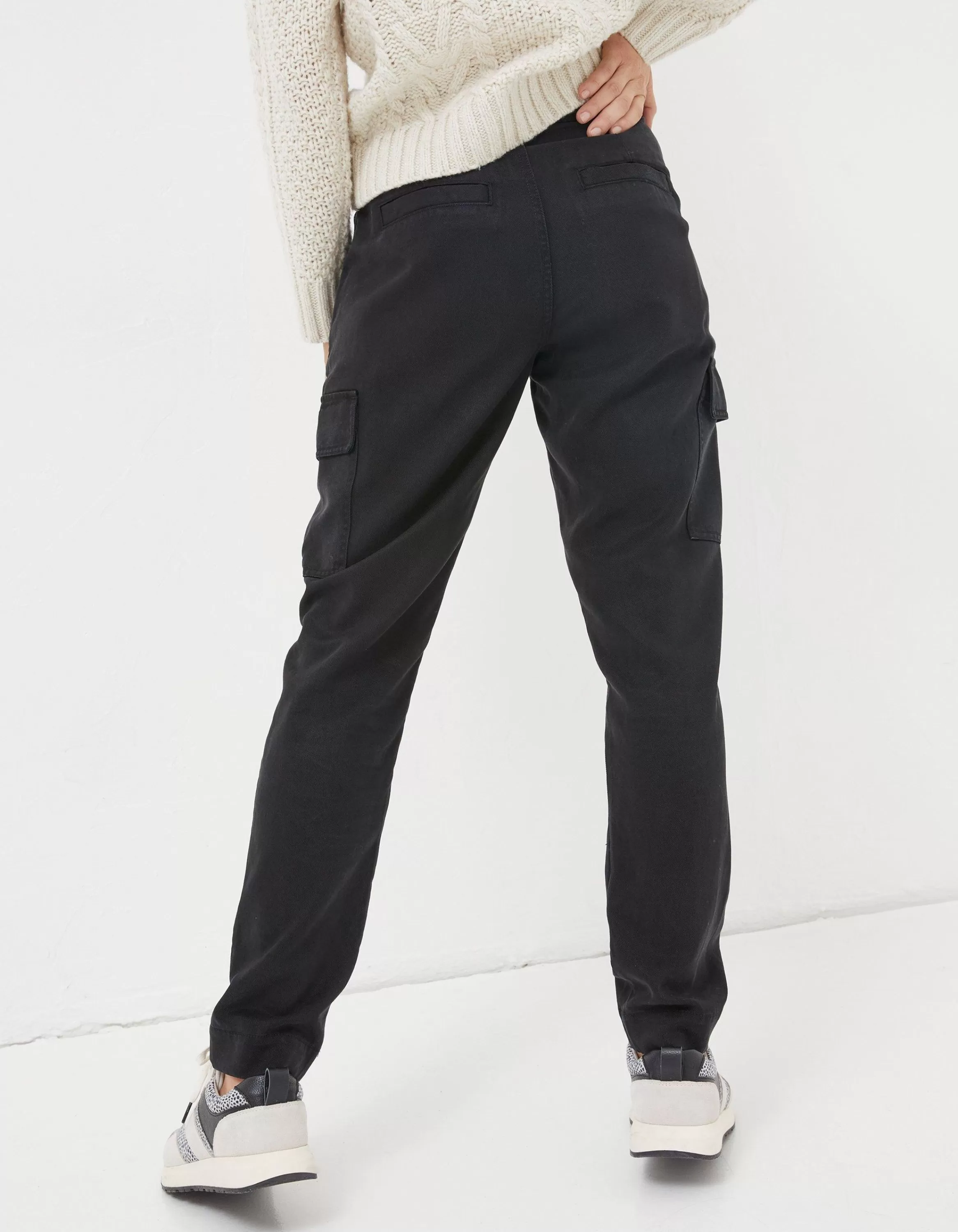 Cheap FatFace Blair Tencel Carpenter Trousers Black