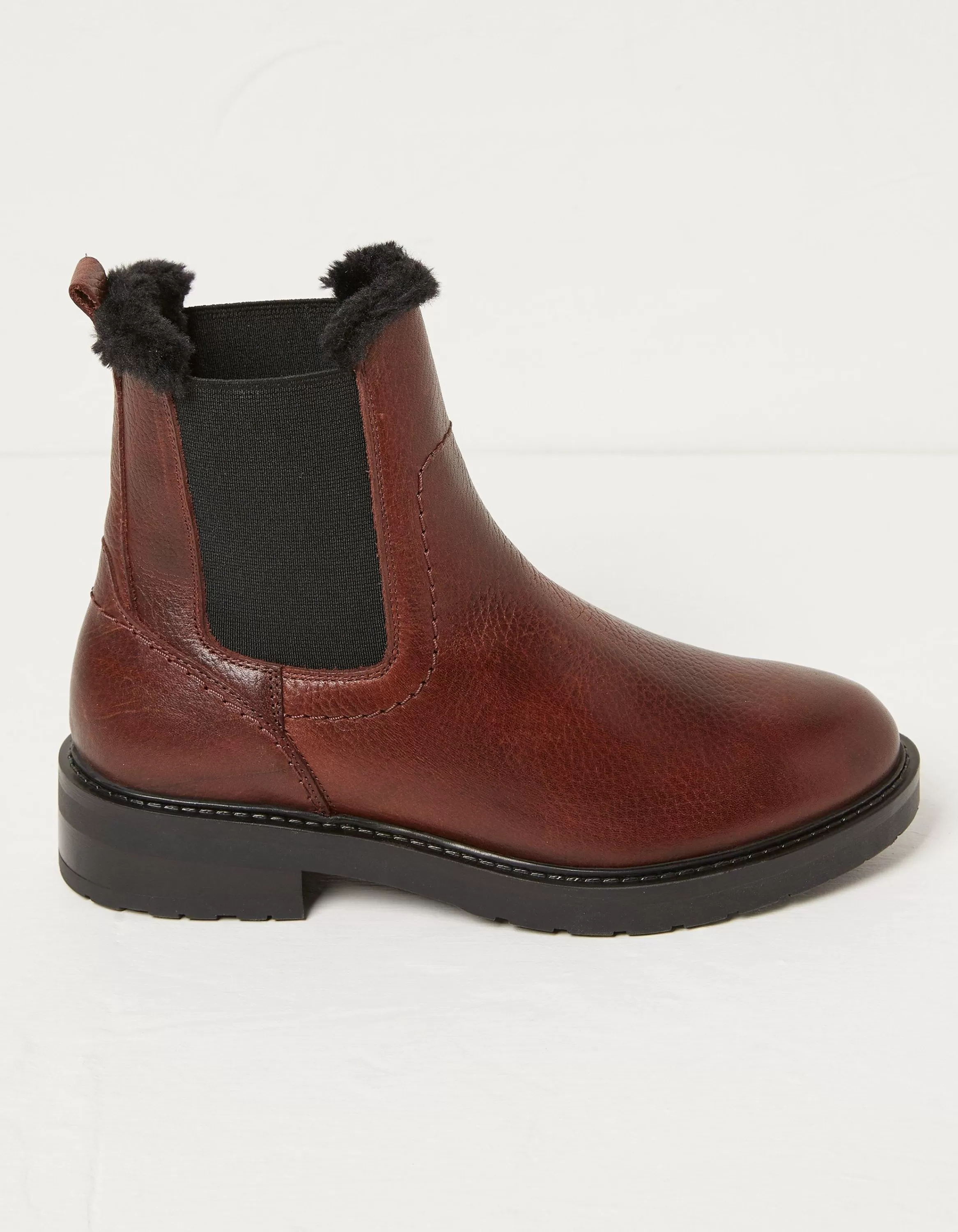 Shop FatFace Blake Fur Lined Chelsea Boot Burgundy