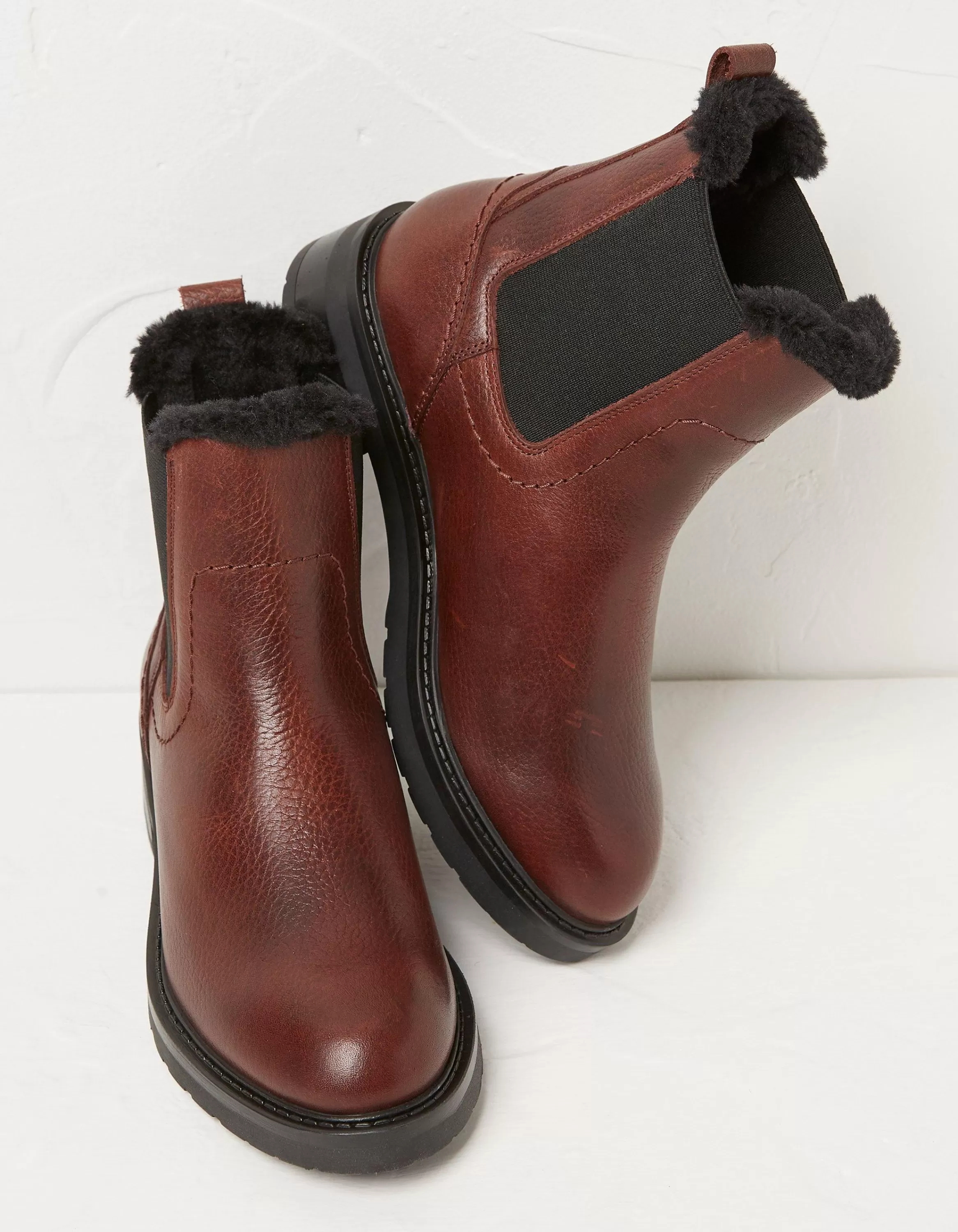 Shop FatFace Blake Fur Lined Chelsea Boot Burgundy