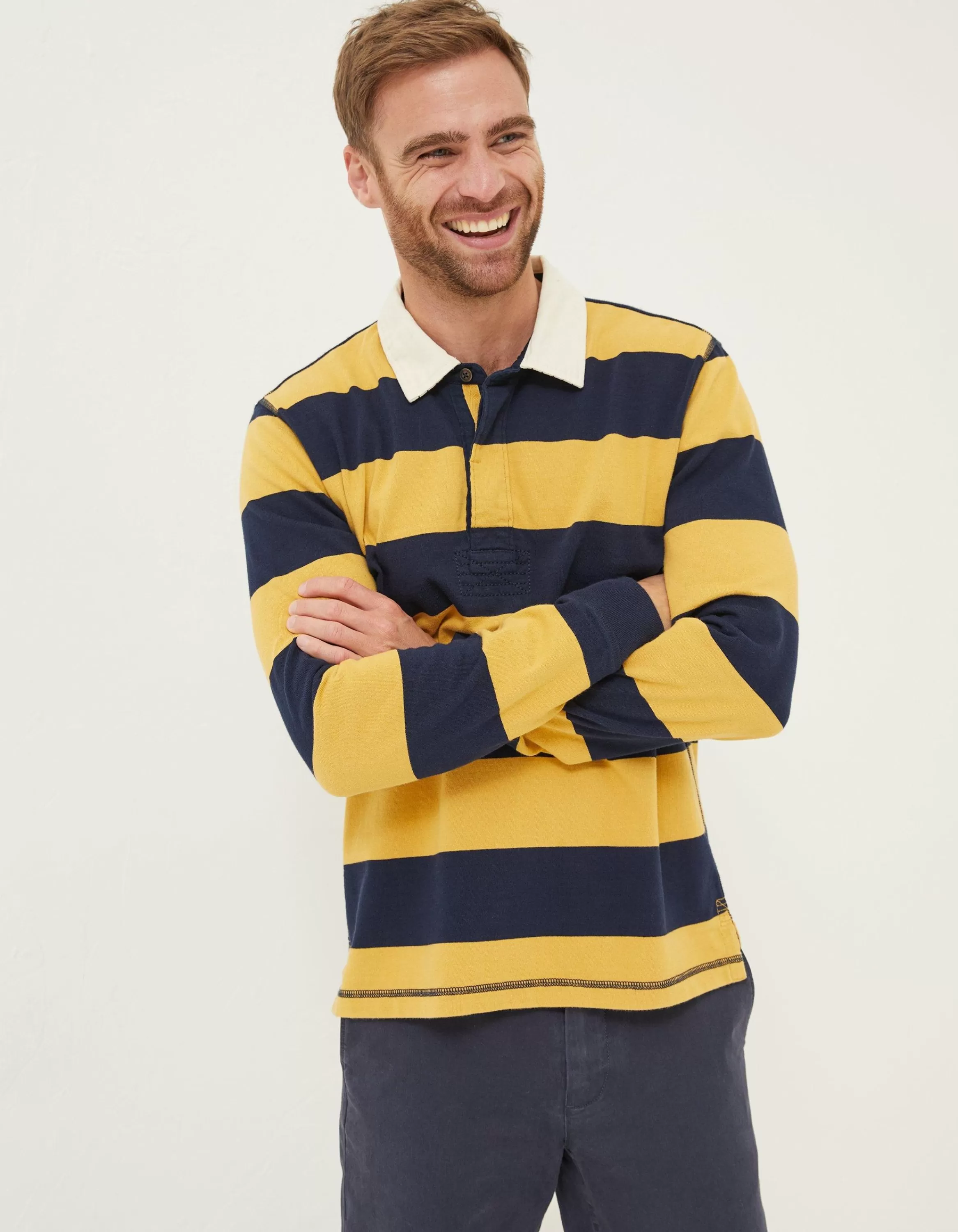 Flash Sale FatFace Block Stripe 88 Rugby Shirt Yellow