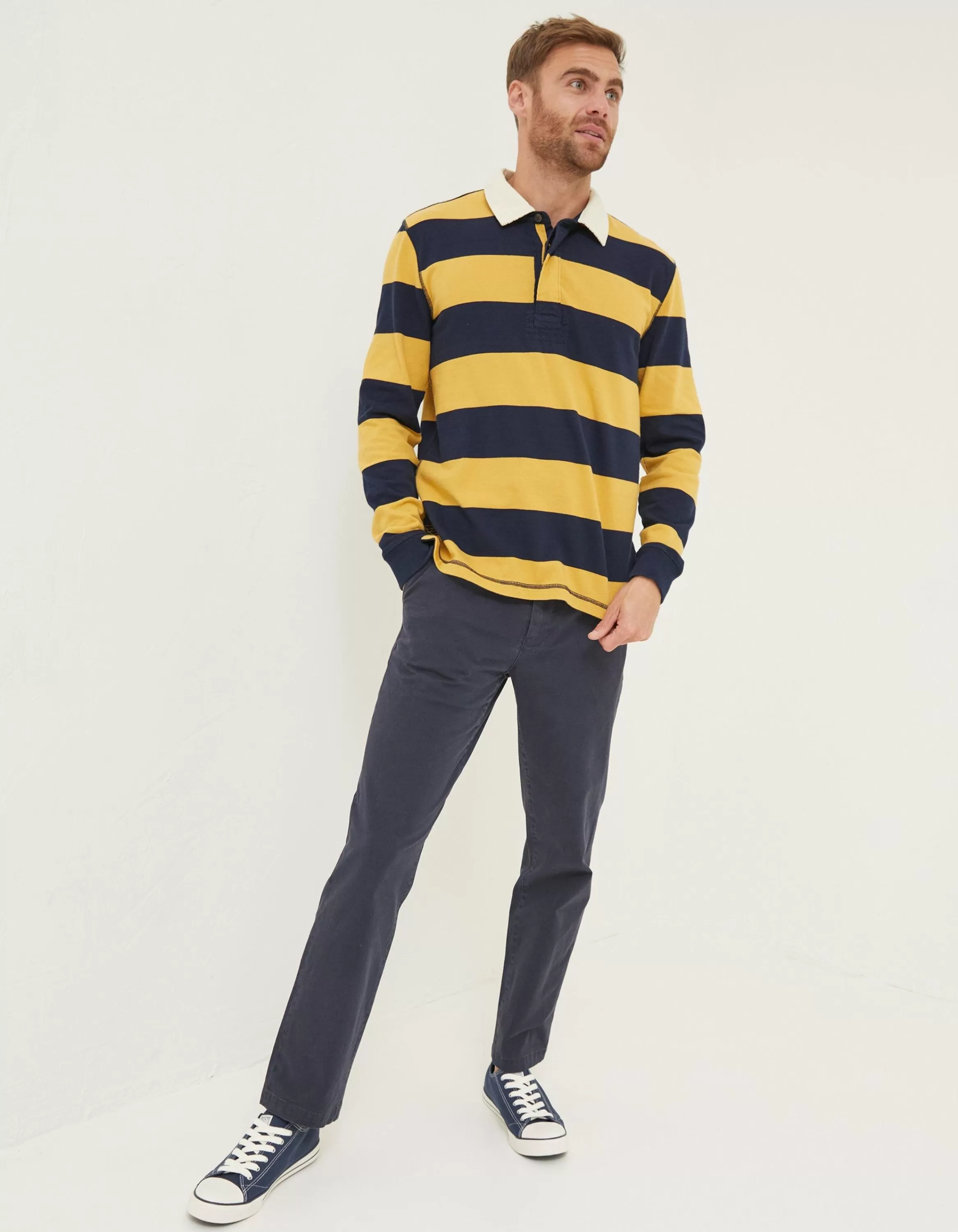 Flash Sale FatFace Block Stripe 88 Rugby Shirt Yellow