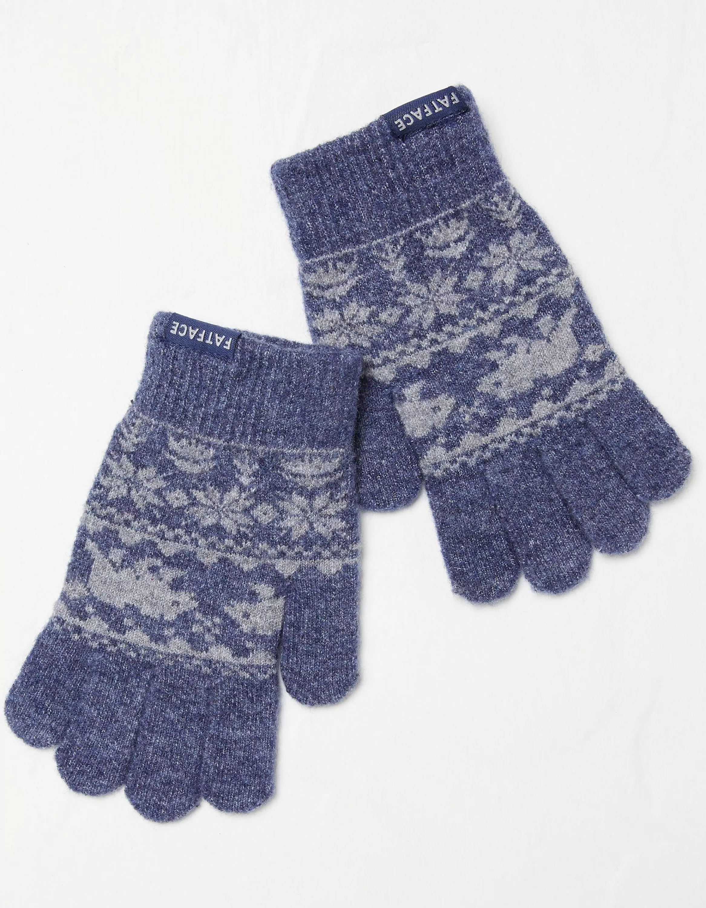 Discount FatFace Bobbi Bear Fairisle Gloves Blue Marl