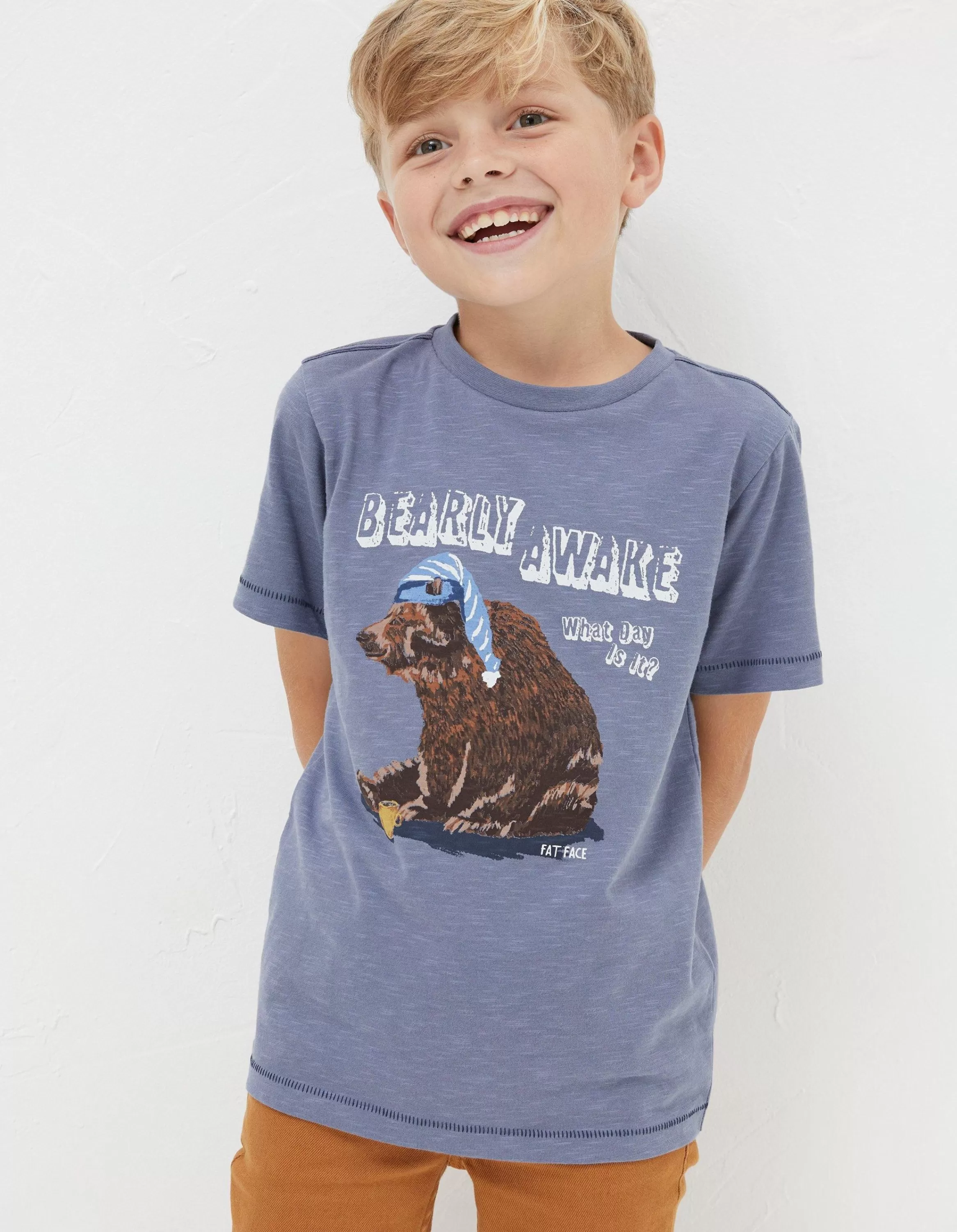 Shop FatFace Bobbi Bear Graphic T-Shirt Blue