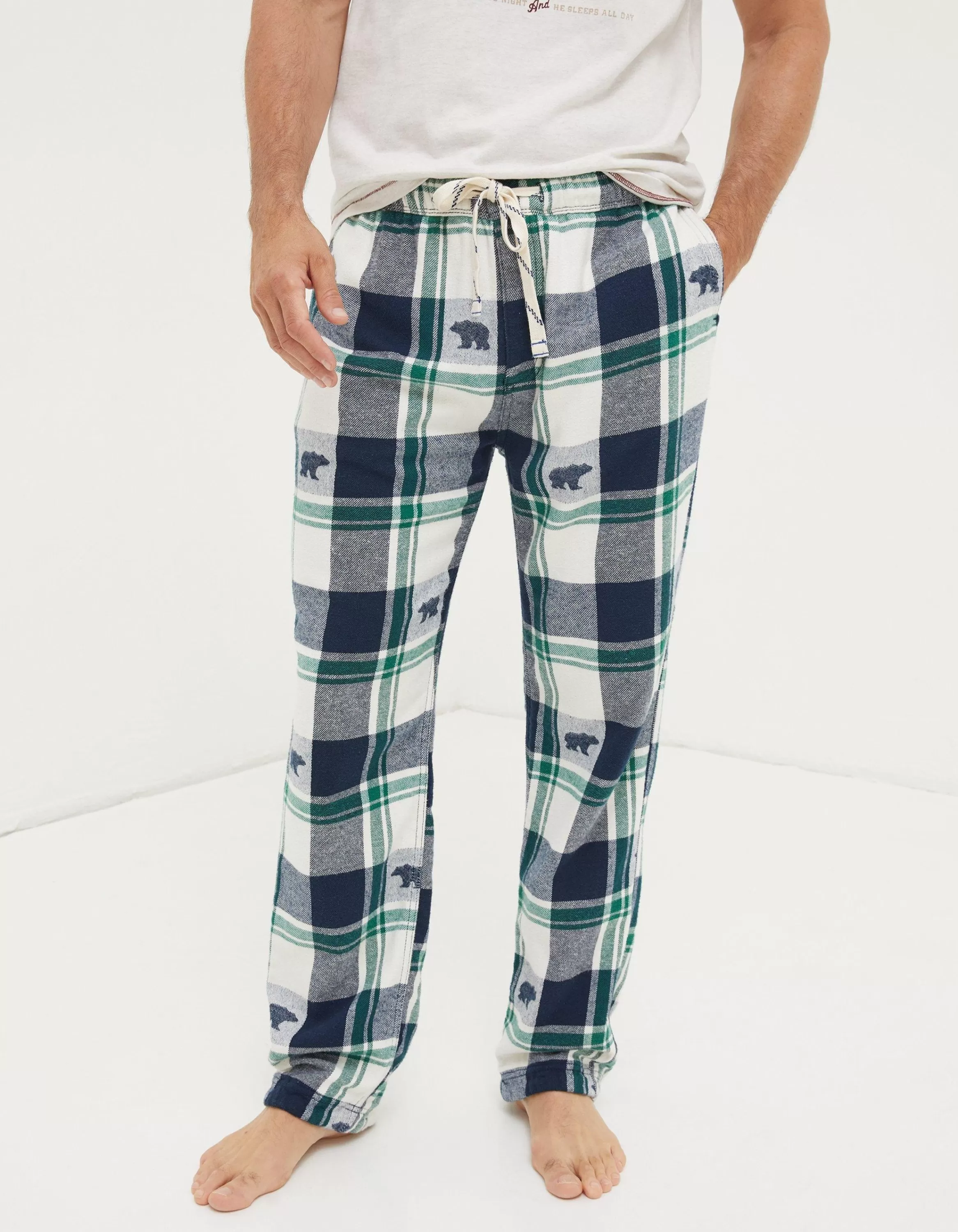 Outlet FatFace Bobbi Bear Jacquard Pyjama Bottoms Green