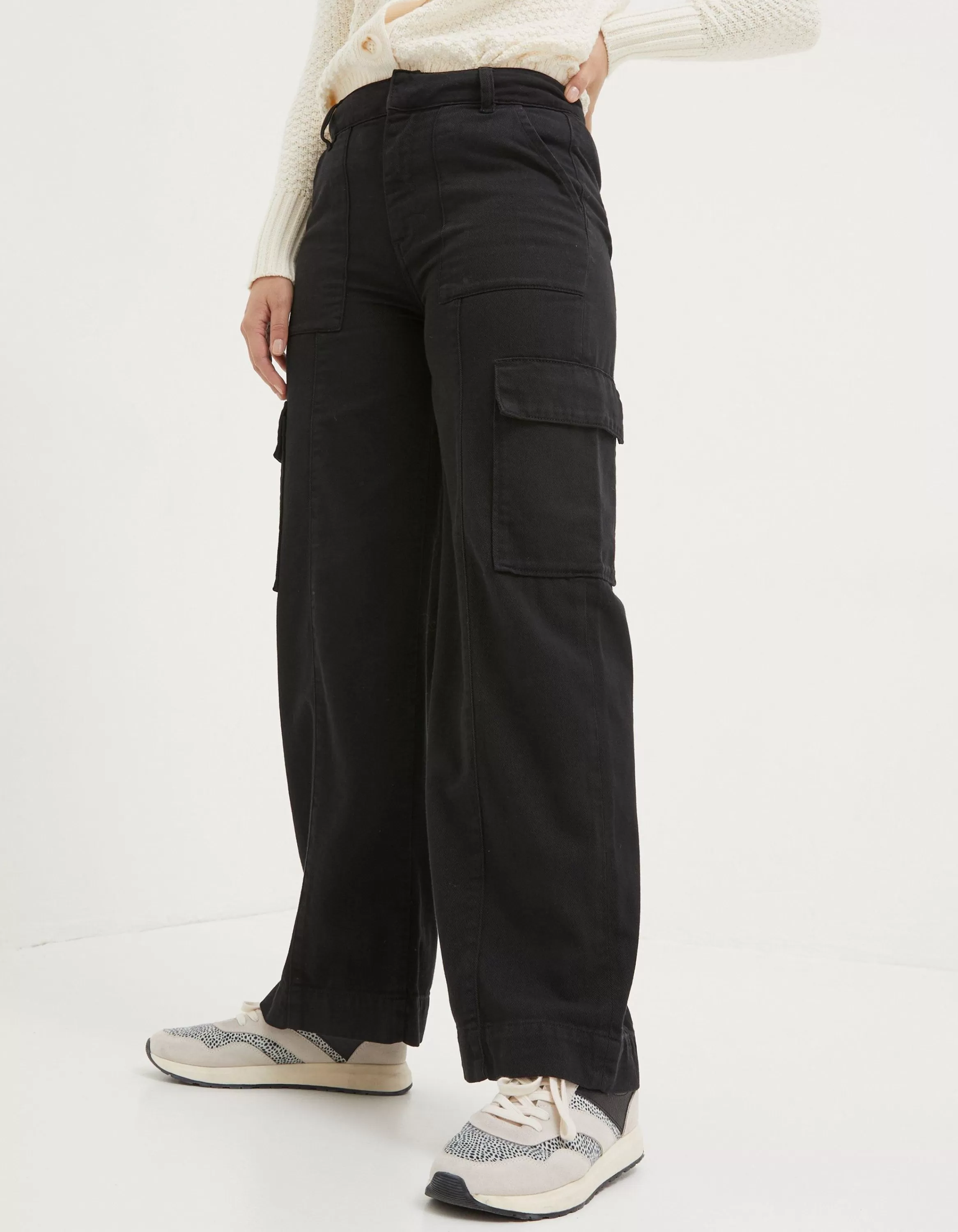 Fashion FatFace Bodi Belted Cargo Trouser Washed Black