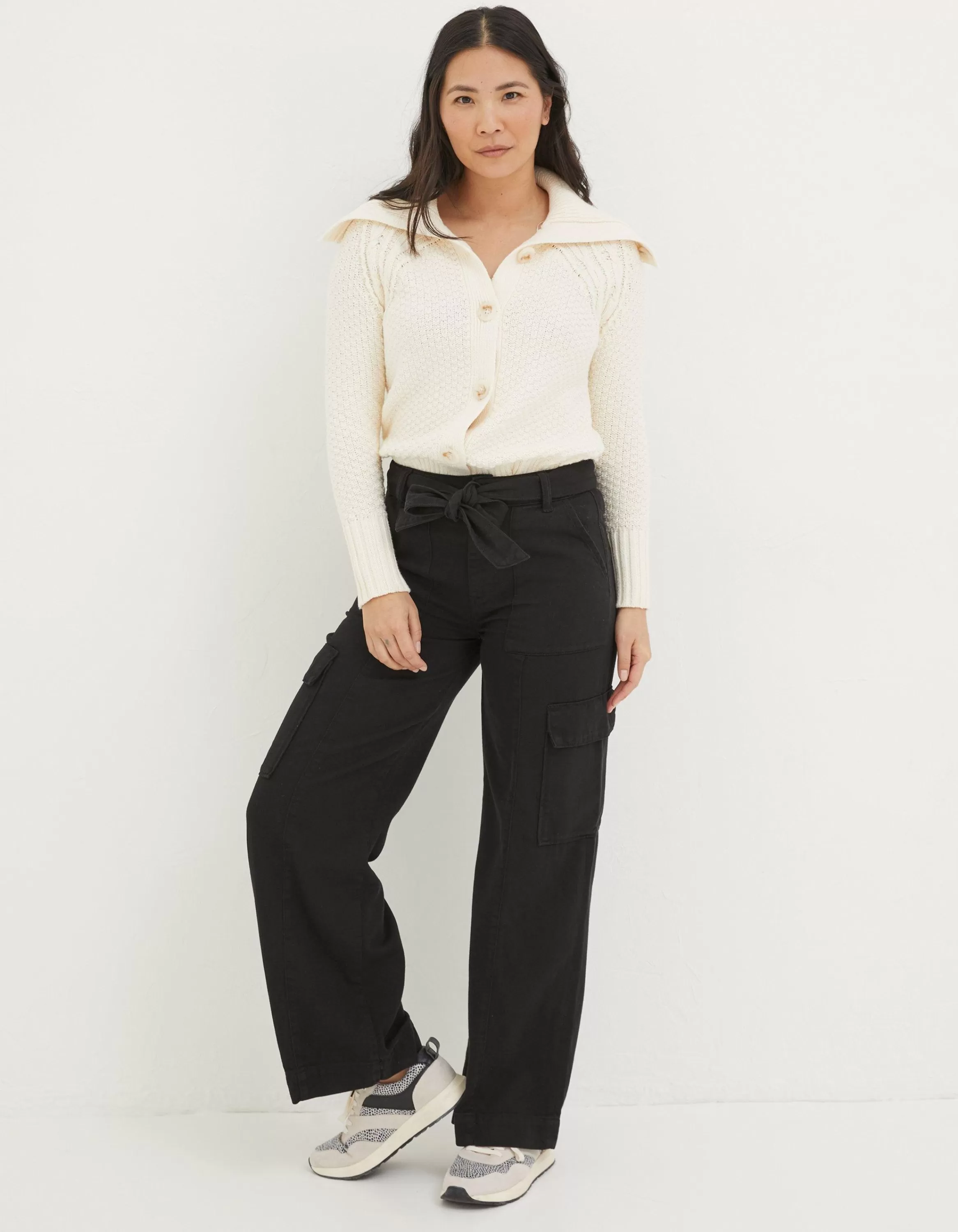 Fashion FatFace Bodi Belted Cargo Trouser Washed Black