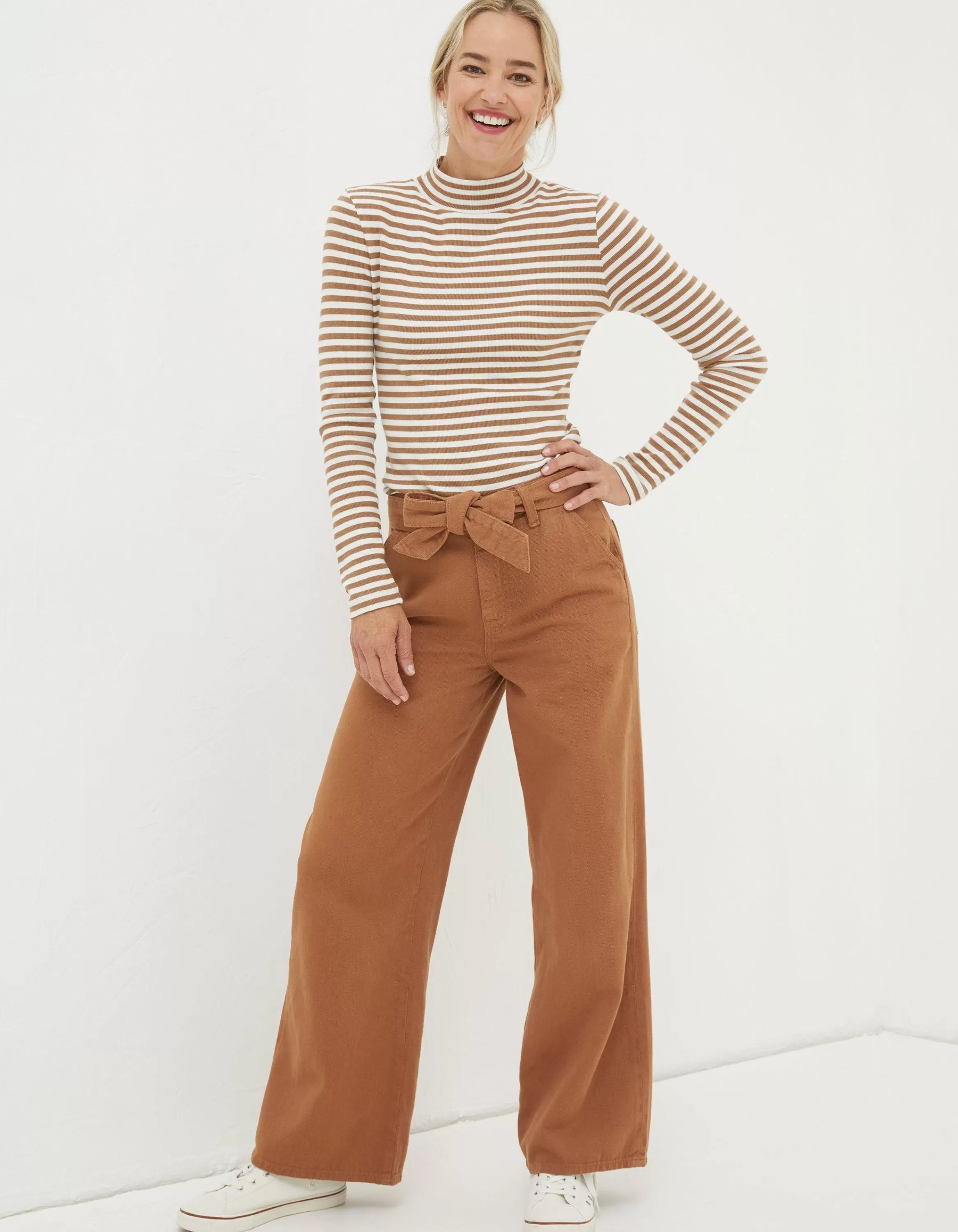 Best Sale FatFace Bodi Belted Drape Trousers Dark Tan