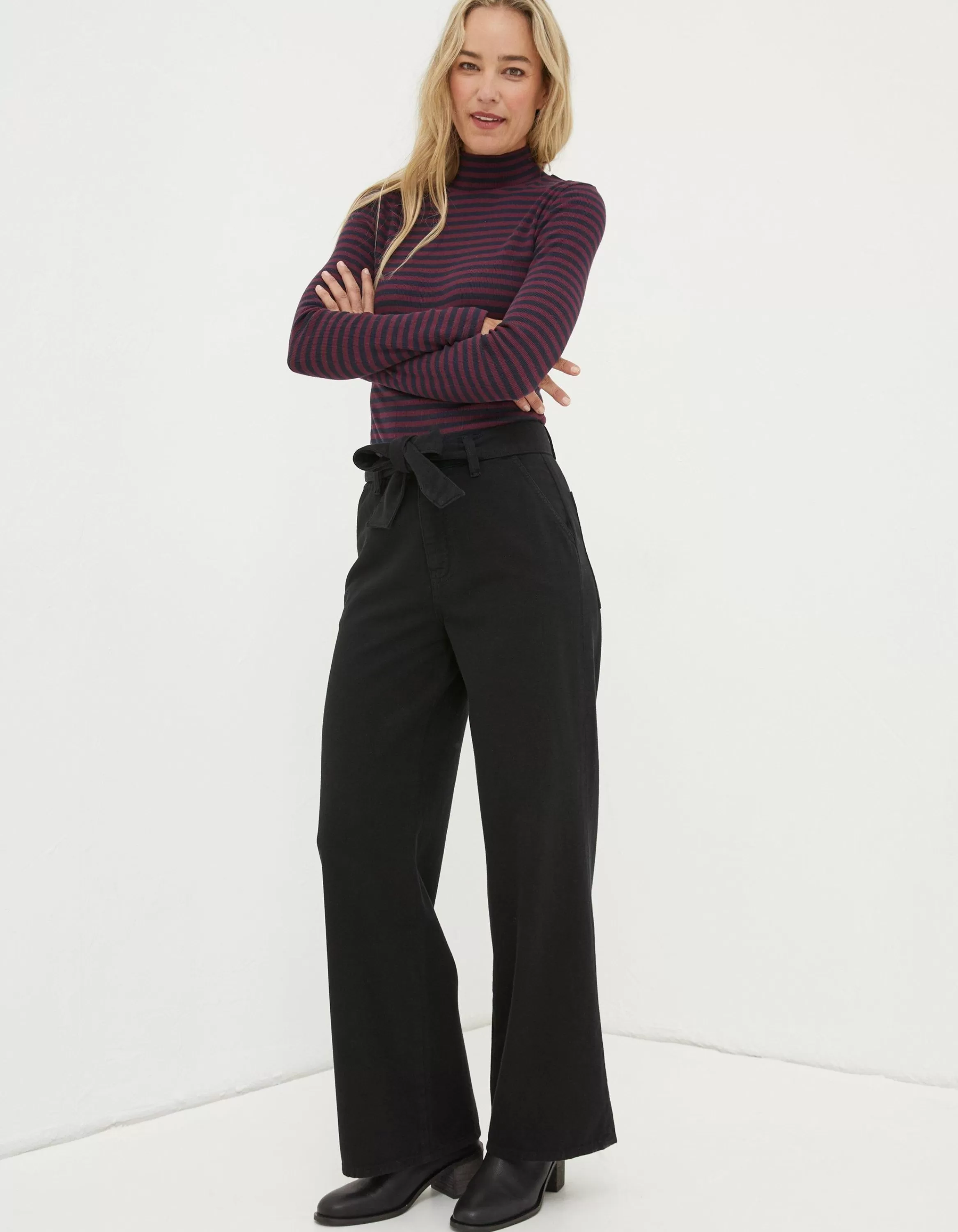 Best Sale FatFace Bodi Belted Drape Trousers Black