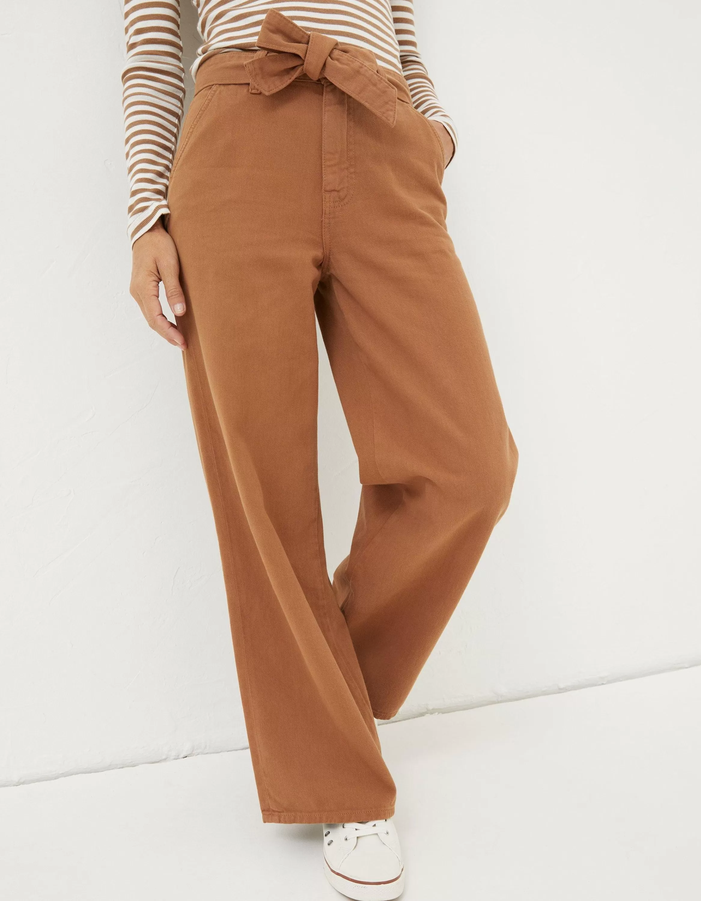 Best Sale FatFace Bodi Belted Drape Trousers Dark Tan